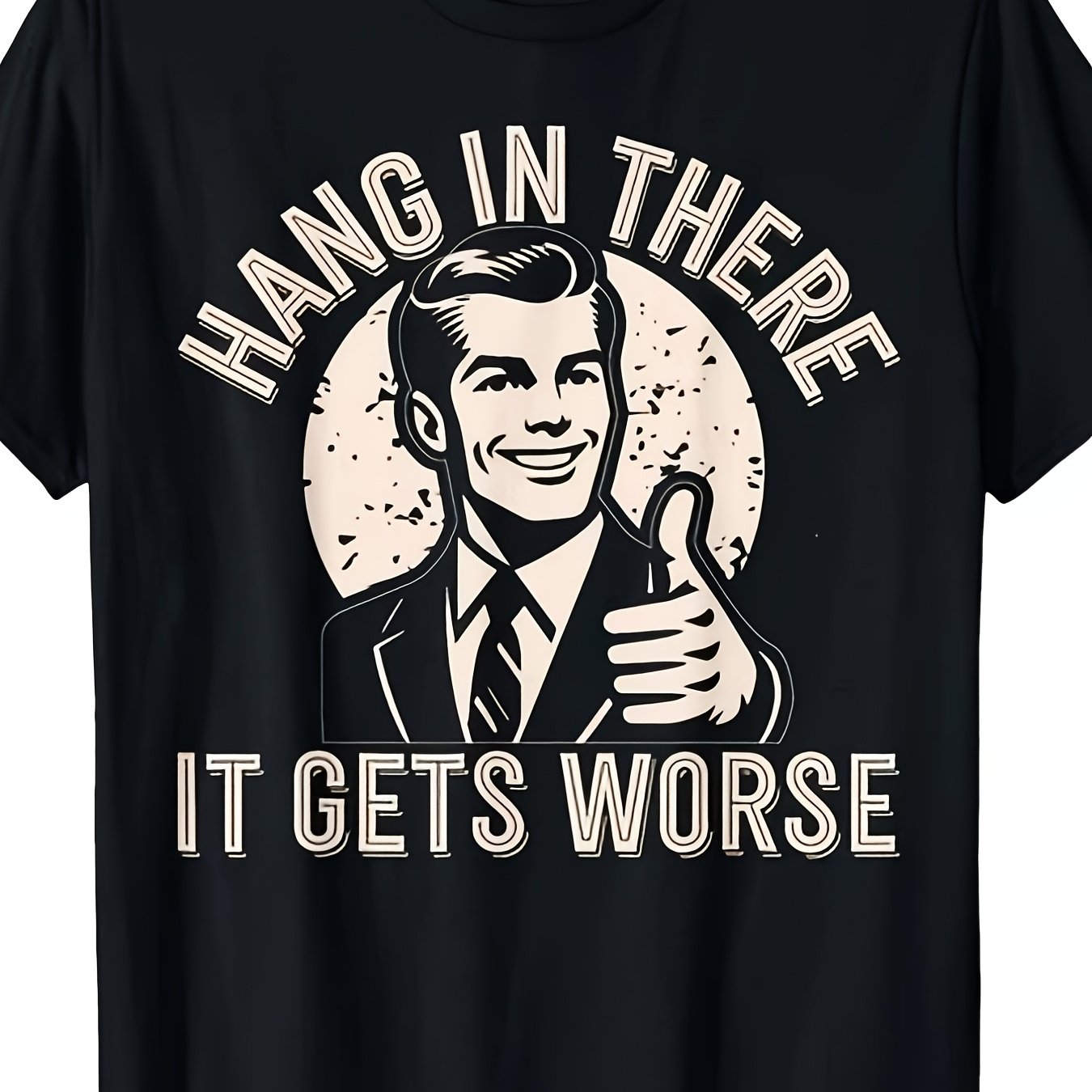 TEMU T-shirt d'été imprimé à manches courtes S4XL pour hommes et femmes, style identique, humour sarcastique "Hang in ", drôle, adulte, 220G,