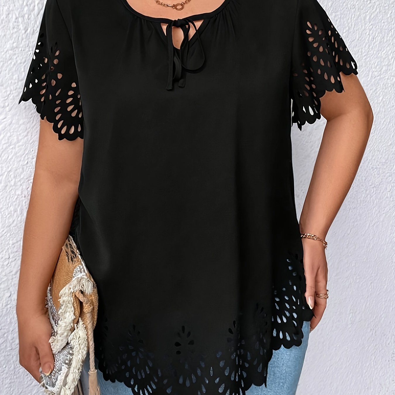 Plus Size, Pre-laser Cut Button-up Shirt