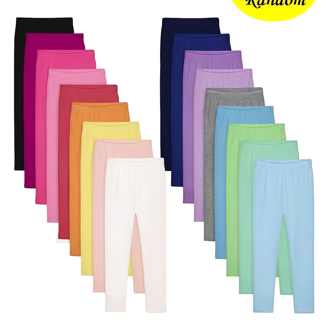 TEMU Random 8pcs Set Girls' Cotton Leggings, Full-length Toddler Thermal Stretch Leggings, Girls' Clothing, Ages 2-14, Spring Clothing, Summer