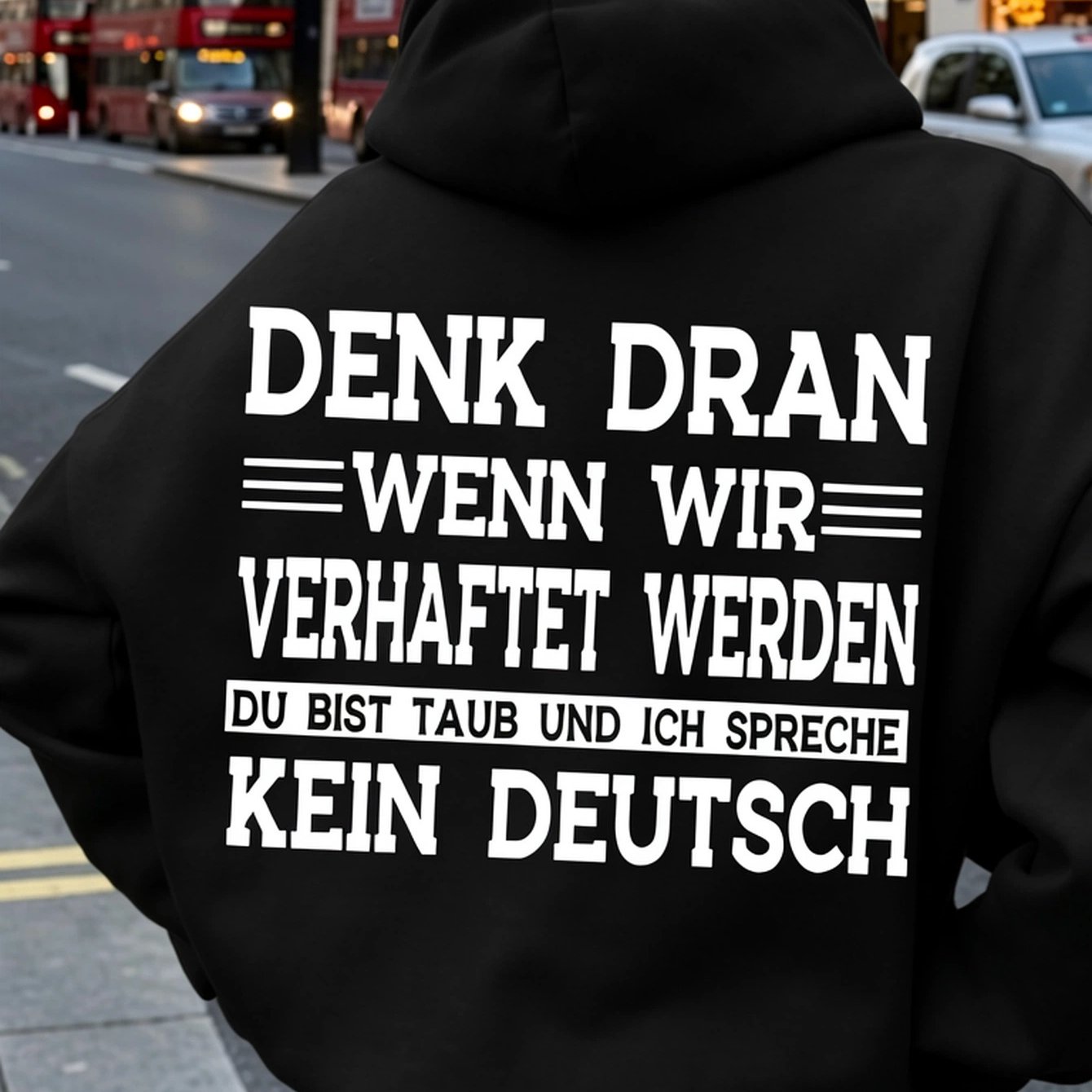 Image of Humorous German Monogram Print Hoodie, Pattern Print Hoodie, Casual Drawstring Hoodie, Fall Winter, Women's Clothing