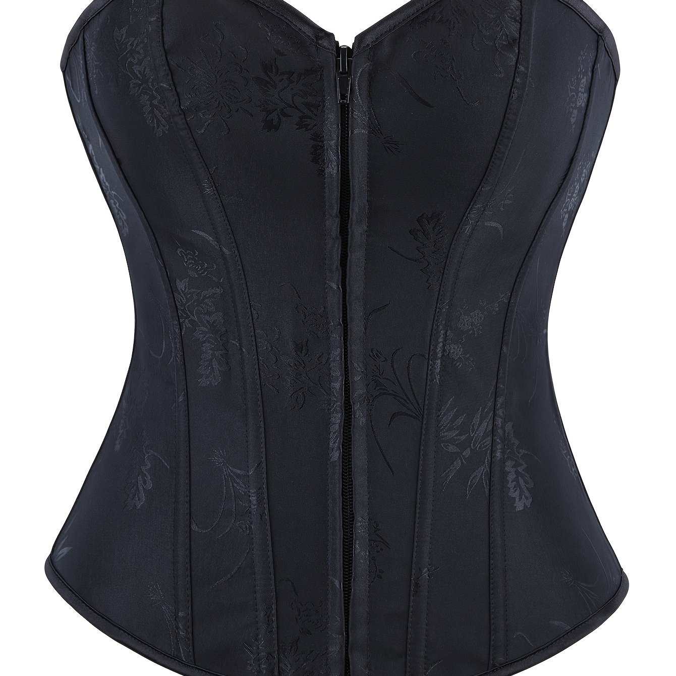 TEMU Overbuset Corset Bustier Christmas Classic Court-style Zippered Bodysuit Corset -waist Corset For Women, Strapless Lace-free Outerwear Top