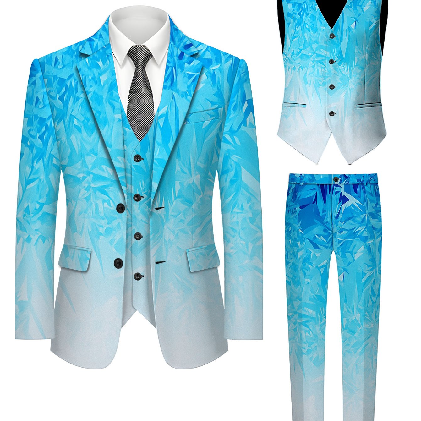 TEMU Men's Formal Suit Set: 3pcs Suit Jacket, Trousers, And Vest - Business Set With Vest And Pants - Stylish Banquet, Wedding, Party Suit For Men -