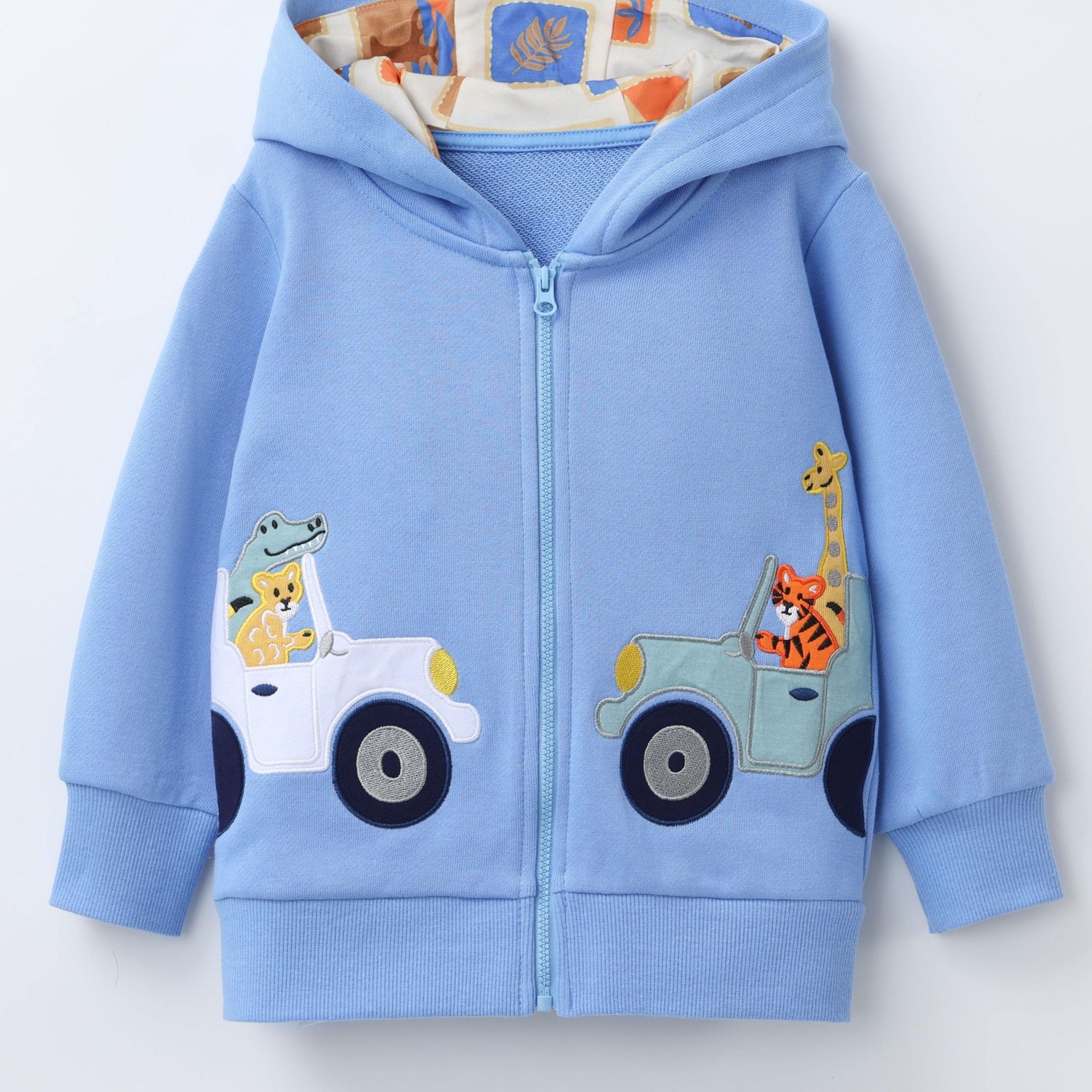 Image of Hooded Sweatshirt With Giraffe Embroidery For Boys Aged 2-8, Suitable For Casual Activities , Autumn, And Winter
