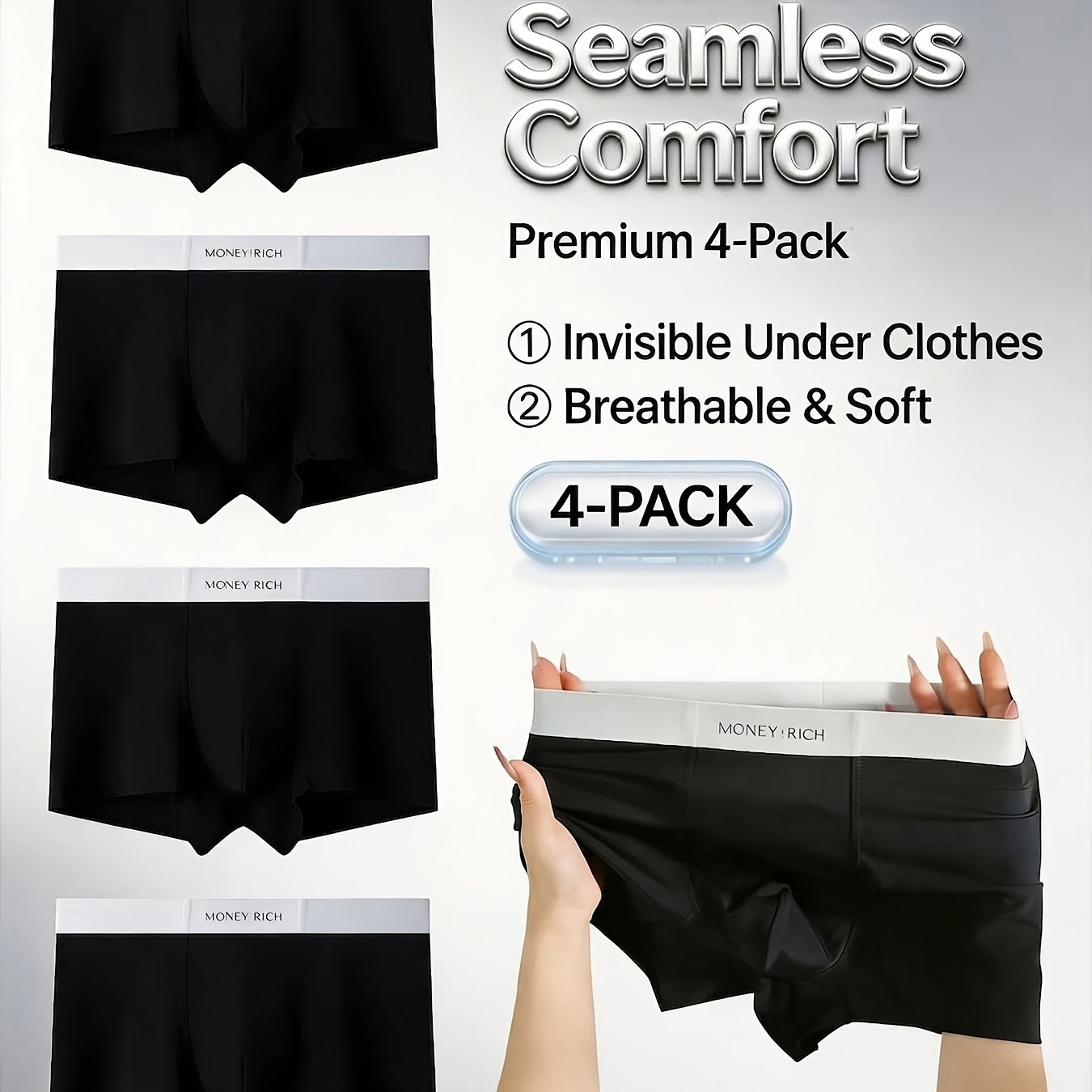TEMU Lot de 4 boxers-culottes pour homme, , en tissu à , , , extensibles, respirants, couture, pour l'été et