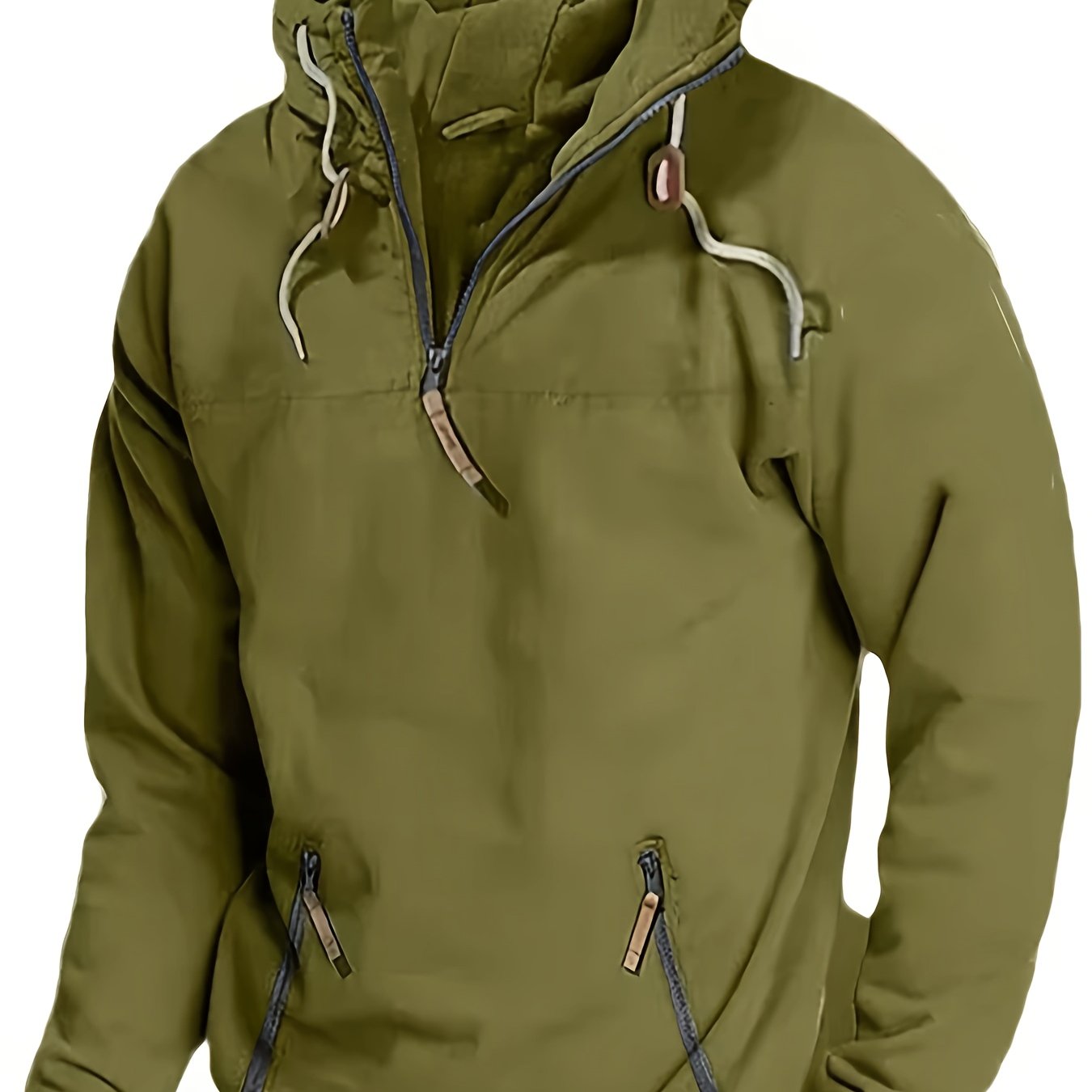 TEMU 1pc Casual Style Hoodie - 2024 New Fit Drawstring, Zippered , Polyester , , /autumn Hooded Sweatshirt