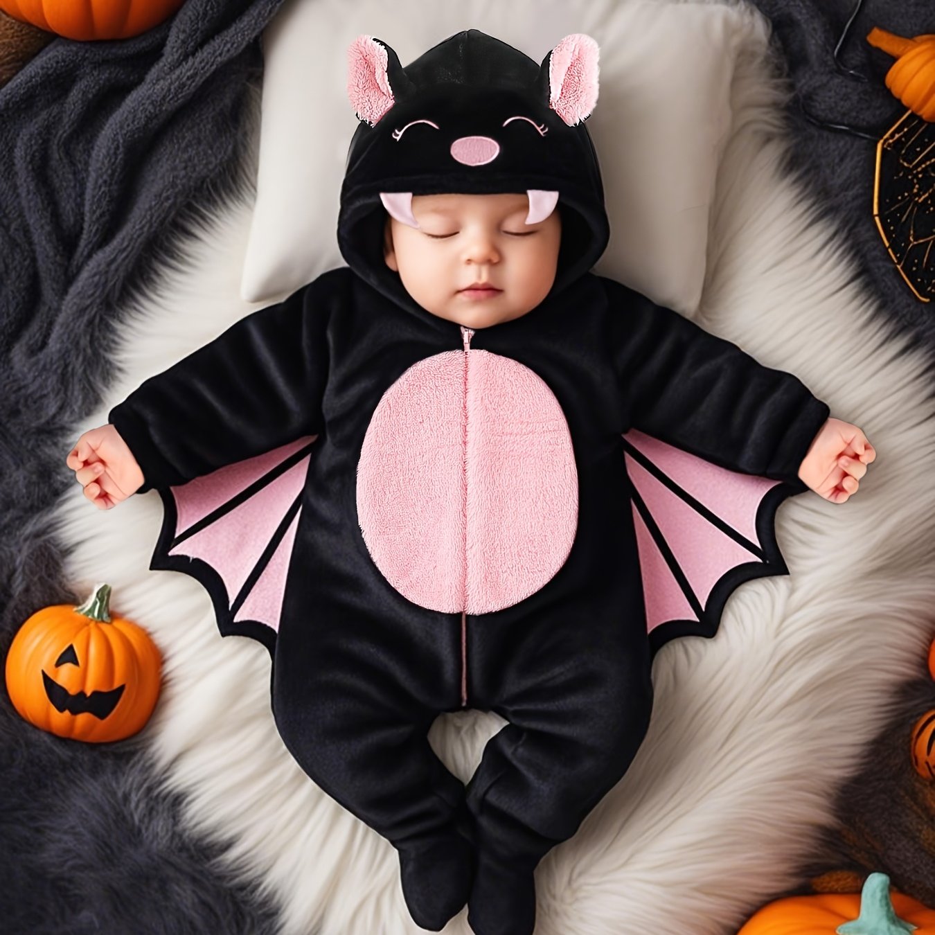 Image of Dark Tolo Rabbit Bodysuit Plush Romper Autumn Winter Warm Belly Cover, Perfect For Outdoor,halloween, Newborn/toddler Necessities