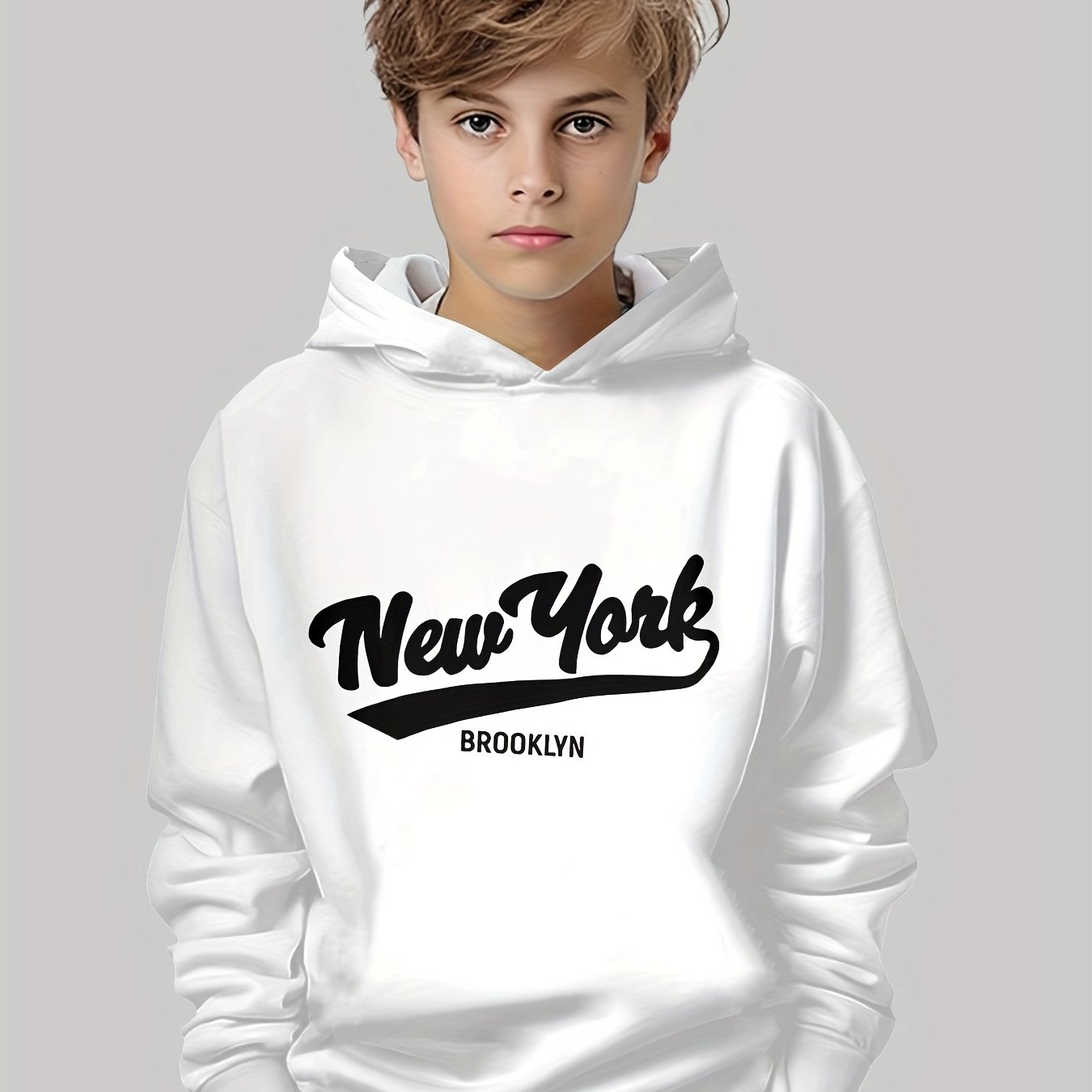 Boys' Printed Casual Pullover, Spring And Autumn Long Sleeve Sweatshirt, Boys' Outdoor Hoodie Top