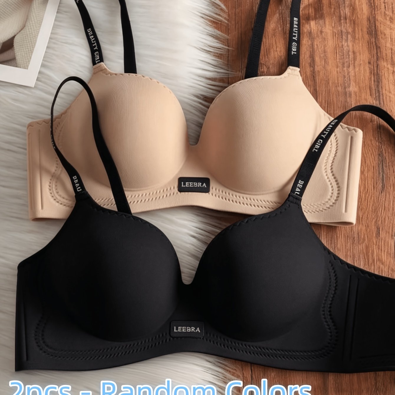 TEMU 2pcs Set, Random Seamless Underwear, Small Bust Women's Push-up Thickened Bra For A Fuller Look, Anti-sagging Bra, Suitable For Daily Wear