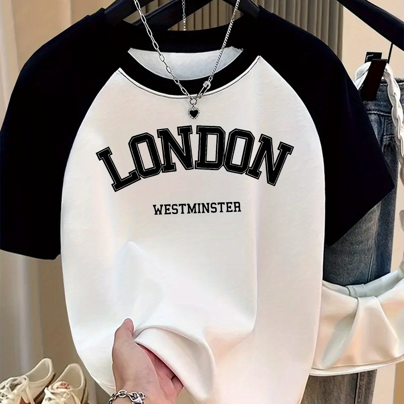 TEMU T-shirt à Imprimé , Haut Décontracté à Manches Courtes et Col Ras du Cou pour l'Été et , Vêtements pour Femme