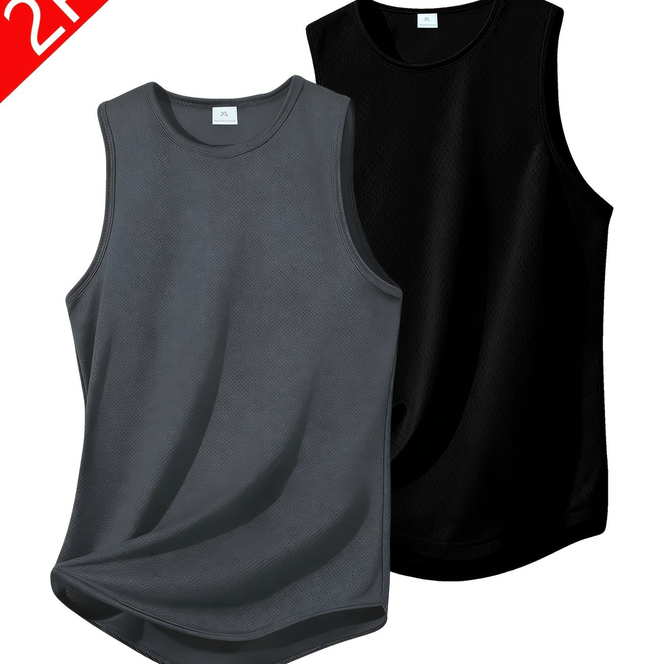 TEMU 2pcs Men's Quick-dry Sleeveless Vests - Sleeveless Workout Shirts, Loose Fit High-elastic Solid Color Gym Vests Suitable For Fitness, Running,