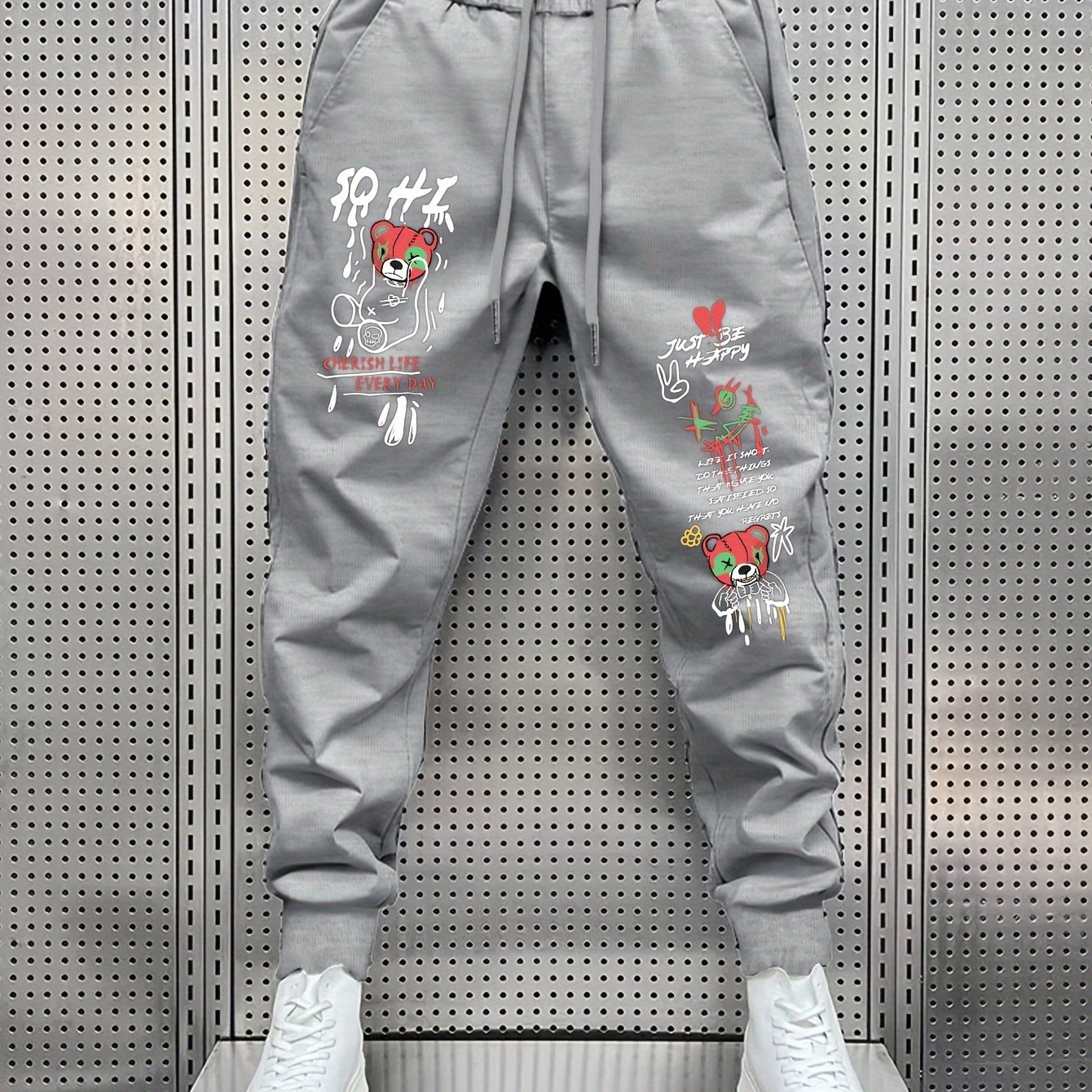 TEMU Men's Trendy Printed Casual Trousers