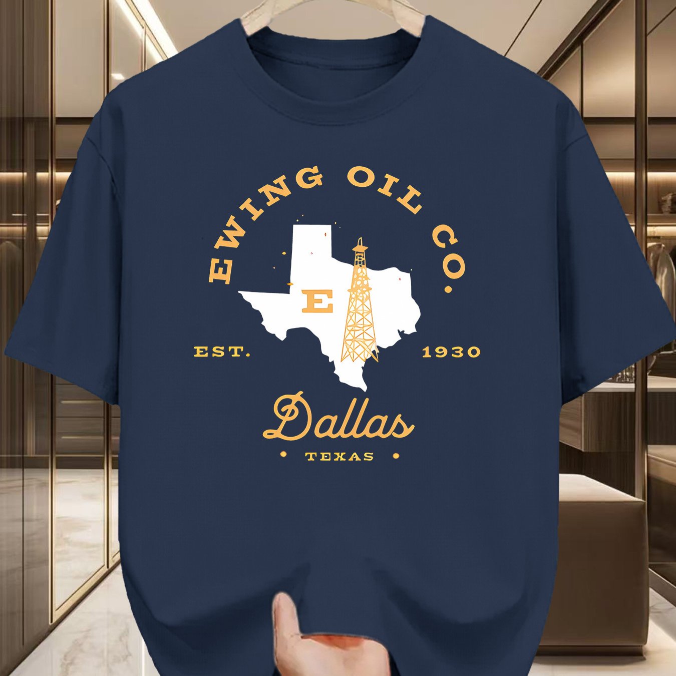 TEMU Oil Co. 1930 Dallas Texas Men's Round Neck T-shirt, Featuring A Vintage , Easy And Versatile Style