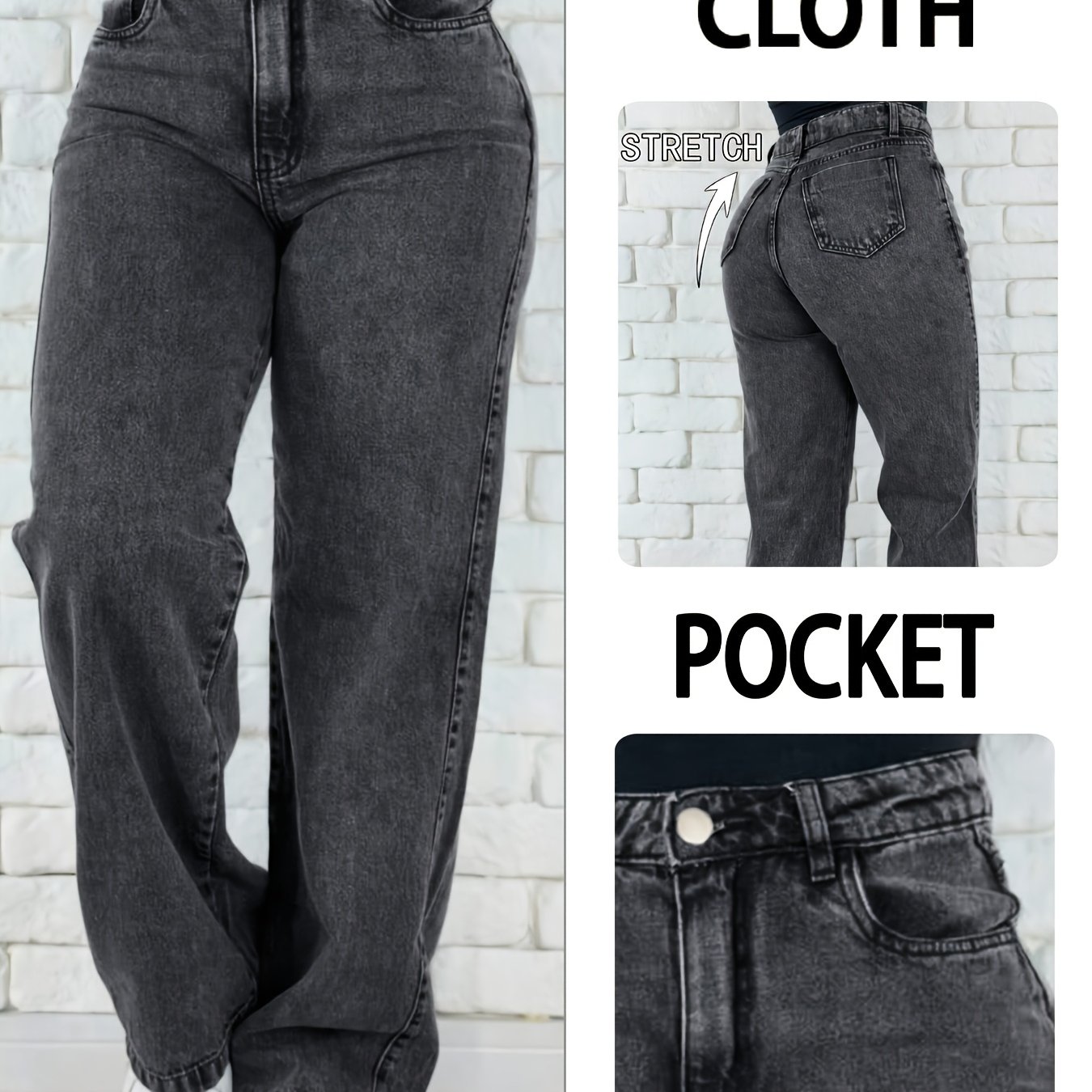 Women's Gray Denim Pants, , Suitable For , Home Office, And Daily Wear