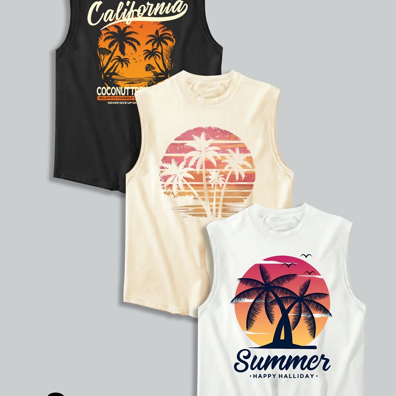 TEMU 3pcs Set Men's Casual Sports Tank Tops