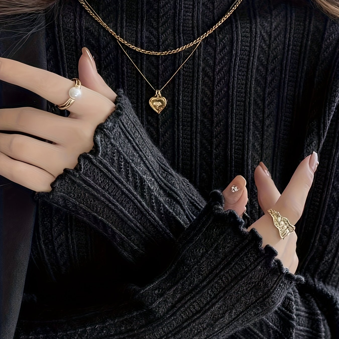 TEMU Vêtements pour Femmes de Haute Qualité, Tendance Coréenne, Tenue Décontractée et Élégante, Mode Printemps, Femme avec Doublure Intérieure, Pull