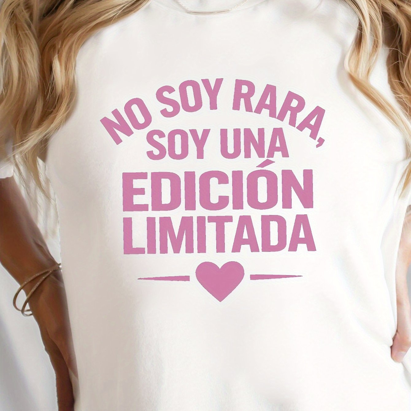 TEMU Camiseta con Estampado de Español, Manga Corta y Cuello , Top Casual para Verano y , Ropa de Mujer