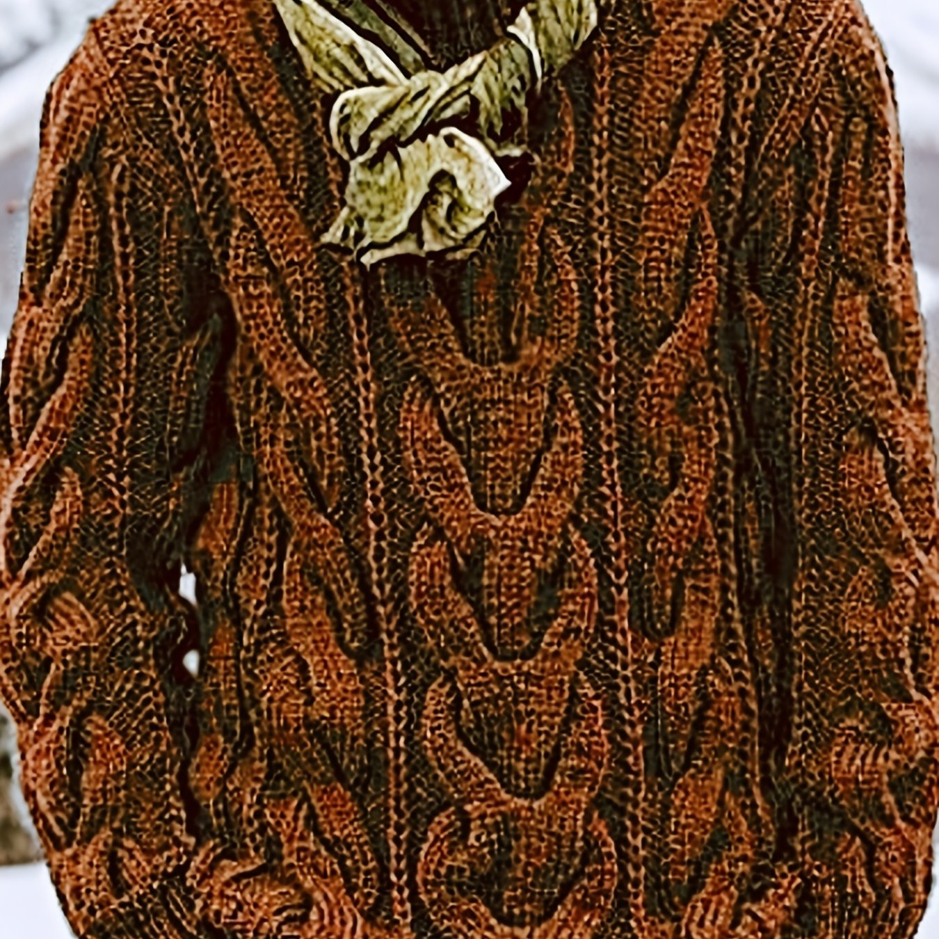 Image of Men's Turtleneck Cable Knit Sweater, Thick Long Sleeve Solid Color Knitted Pullover, Warm Casual Top For Autumn Winter Daily Outdoor