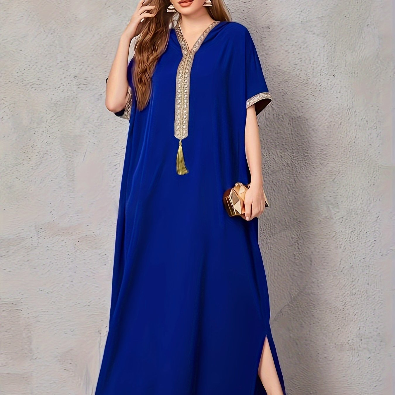 Targeted Development Hooded Ribbon Trimmed Tassel Middle Eastern Women's Casual Vacation Home Robe