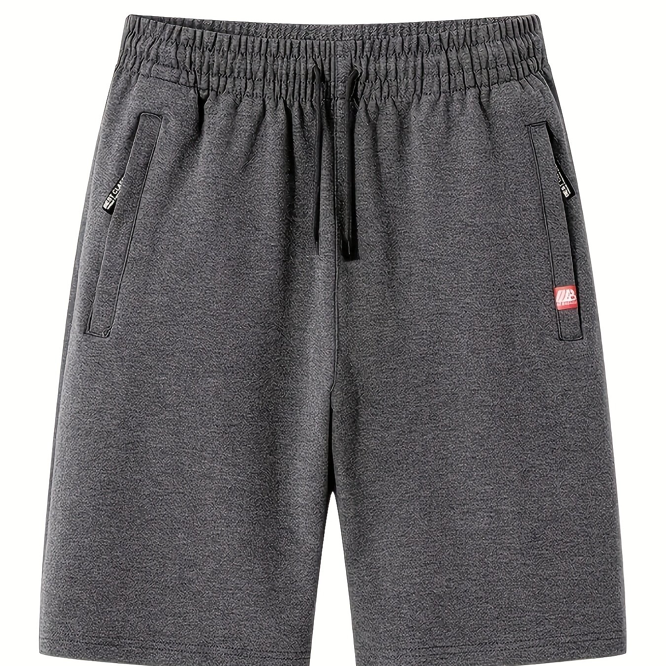 TEMU 1pc Men's Casual Jogger Shorts With Elastic Drawstring Waist & Side Zipper Pockets - Lightweight Breathable Fabric, Loose Fit For Gym, Golf,