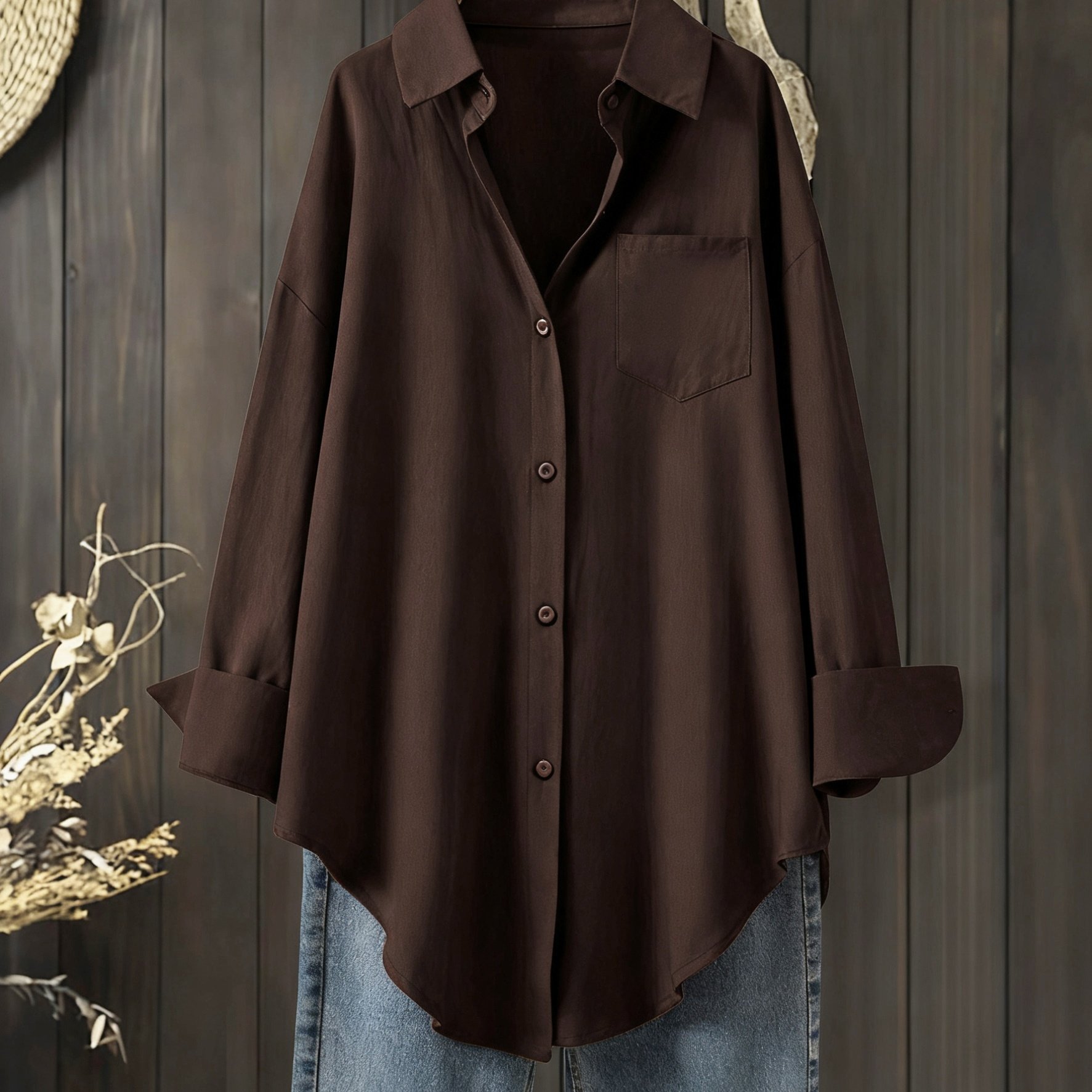 Image of Plus Size Shirt Women' Loose Casual Meat-covering Slim Lazy Style Fashionable Shirt Plus Size Top 0xl-5xl Women's Elegant Top