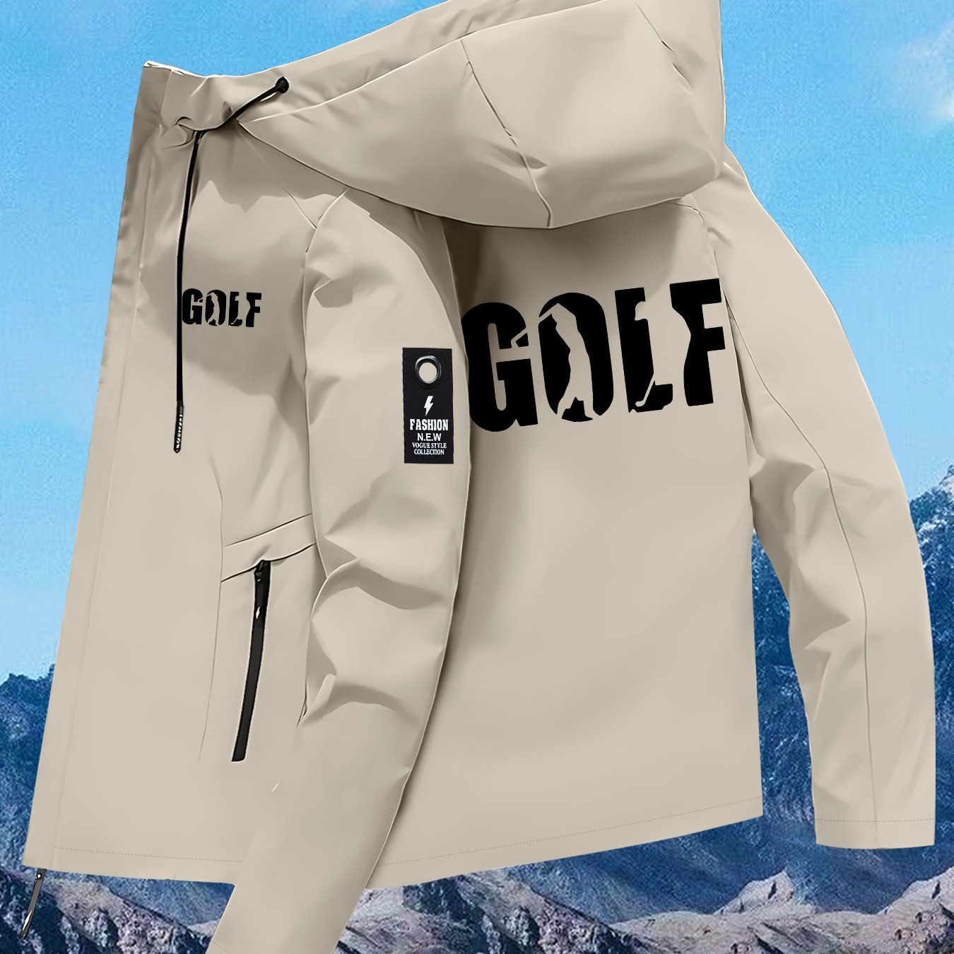 TEMU /autumn Couple's Windbreaker Jacket With Golf Print, Windproof Outdoor Mountaineering Jacket, Unisex Outerwear