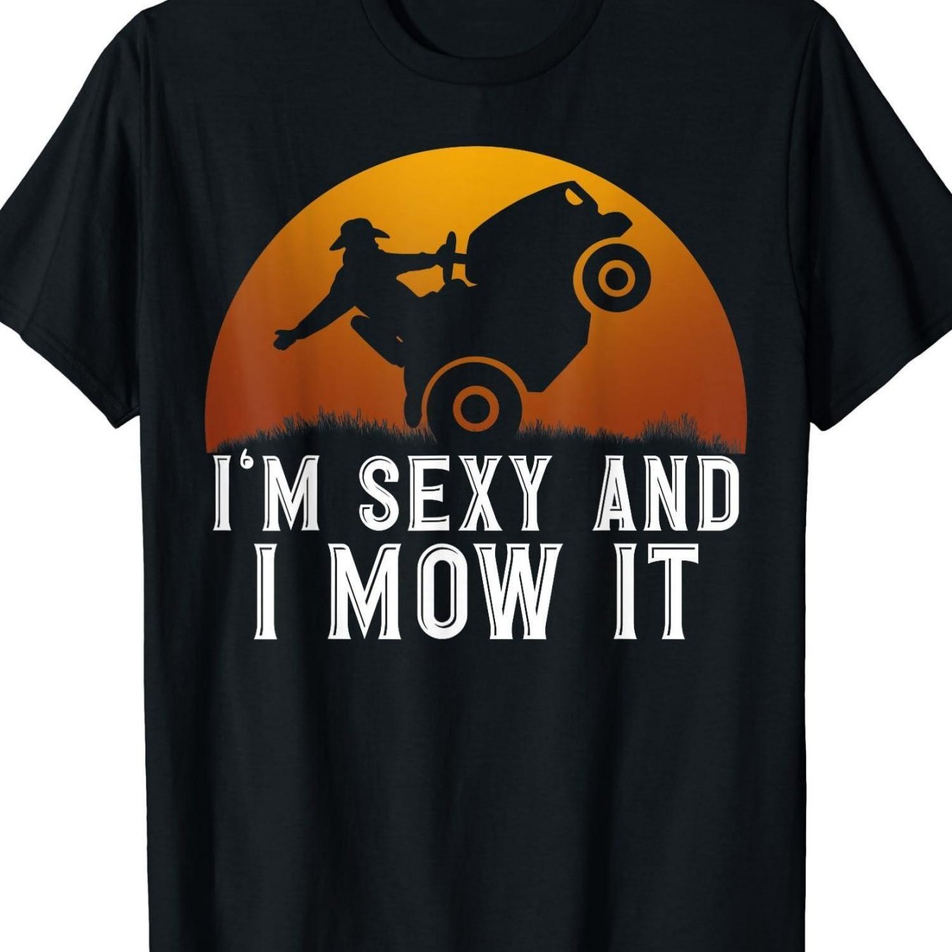 TEMU 1pc - sexy et je taille la pelouse Tondeuse à gazon Jardinier T-shirt à col rond amusant avec imprimé élégant Vêtement de voyage décontracté et