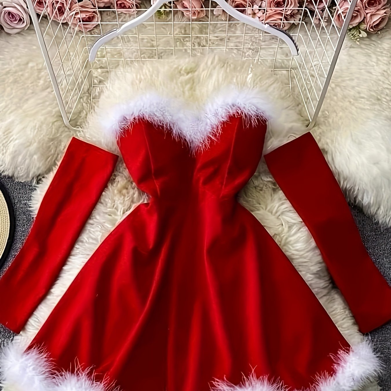 E-shop Neues, enganliegendes Kleid, Club-Style Mini-Kleid mit Ärmeln, hoher Taille, Weihnachtsfeier, festliche, elegante, spezielle Ausführung