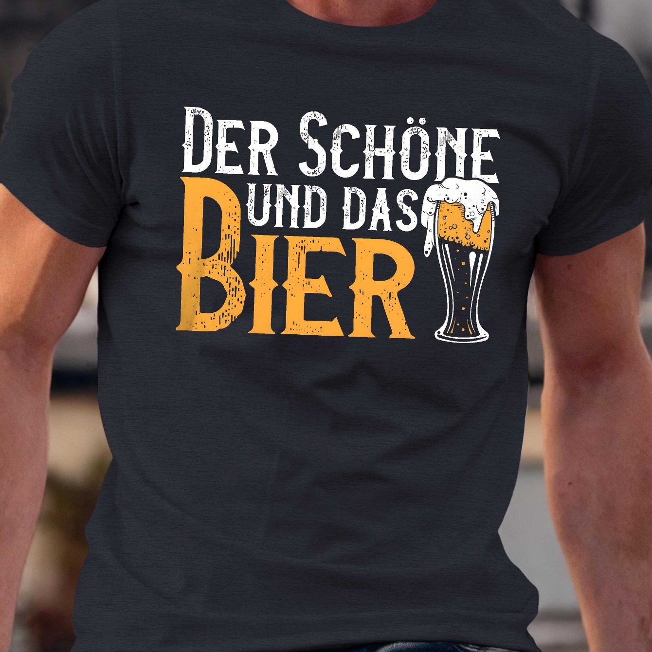 TEMU [printed Design - Not Textured] Beauty And Beer Wrinkle Plus Size Men's T-shirt, Plus Size