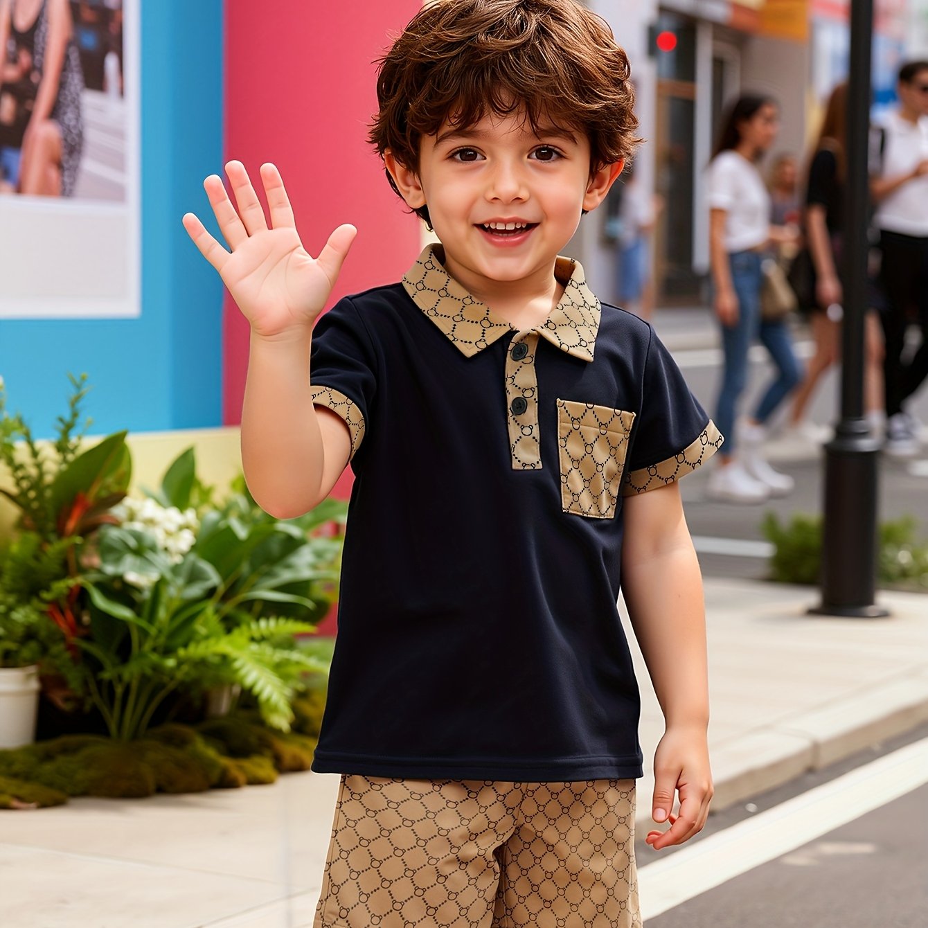 Summer Boys' Fashion Shirt And Shorts 2pcs Set For Outdoor