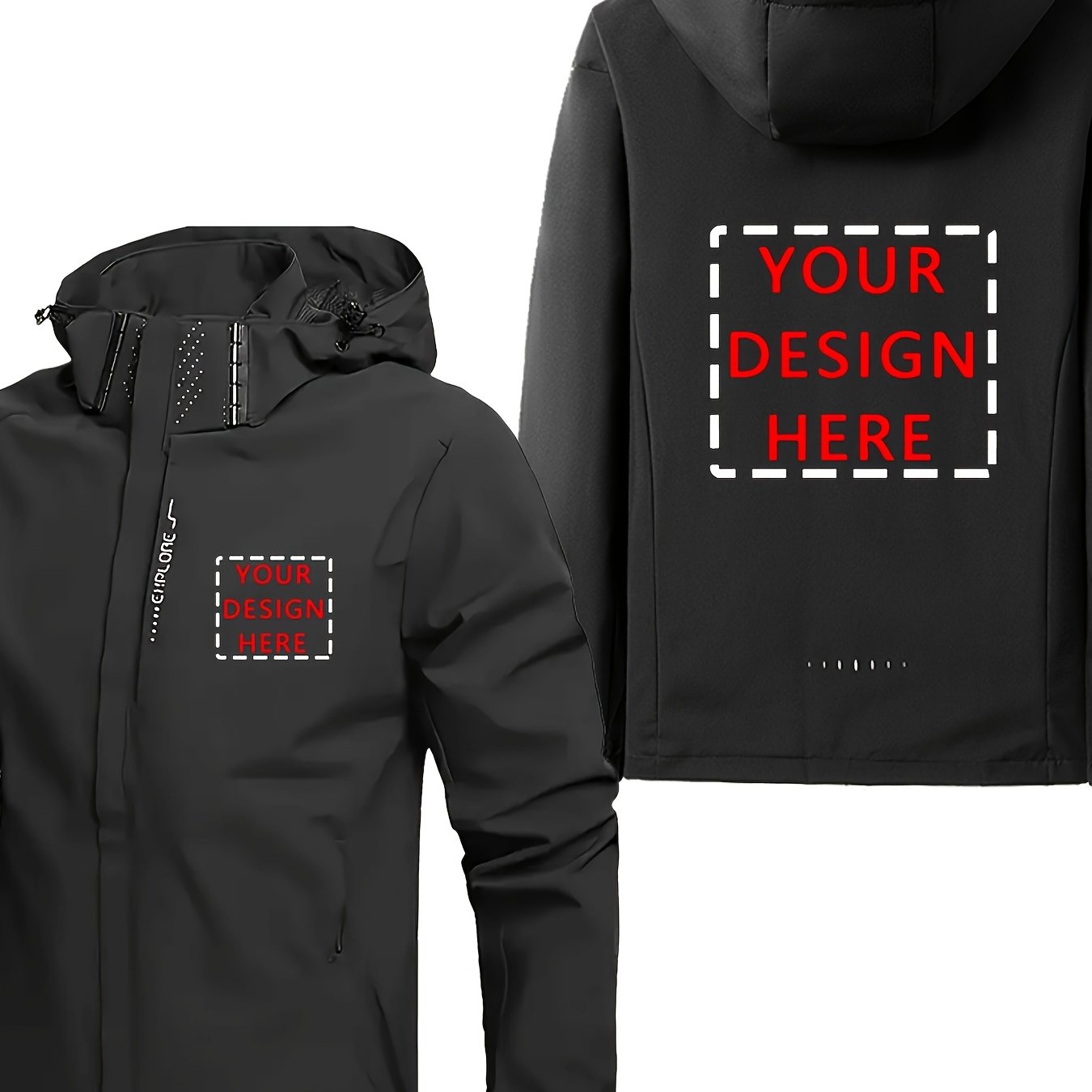 Image of Unisex Customizable Windbreaker Jacket - Add /text/pattern - Soft Fabric For Work, Events, Team Building - Sweatshirt Jacket (ideal For Corporate, Marketing