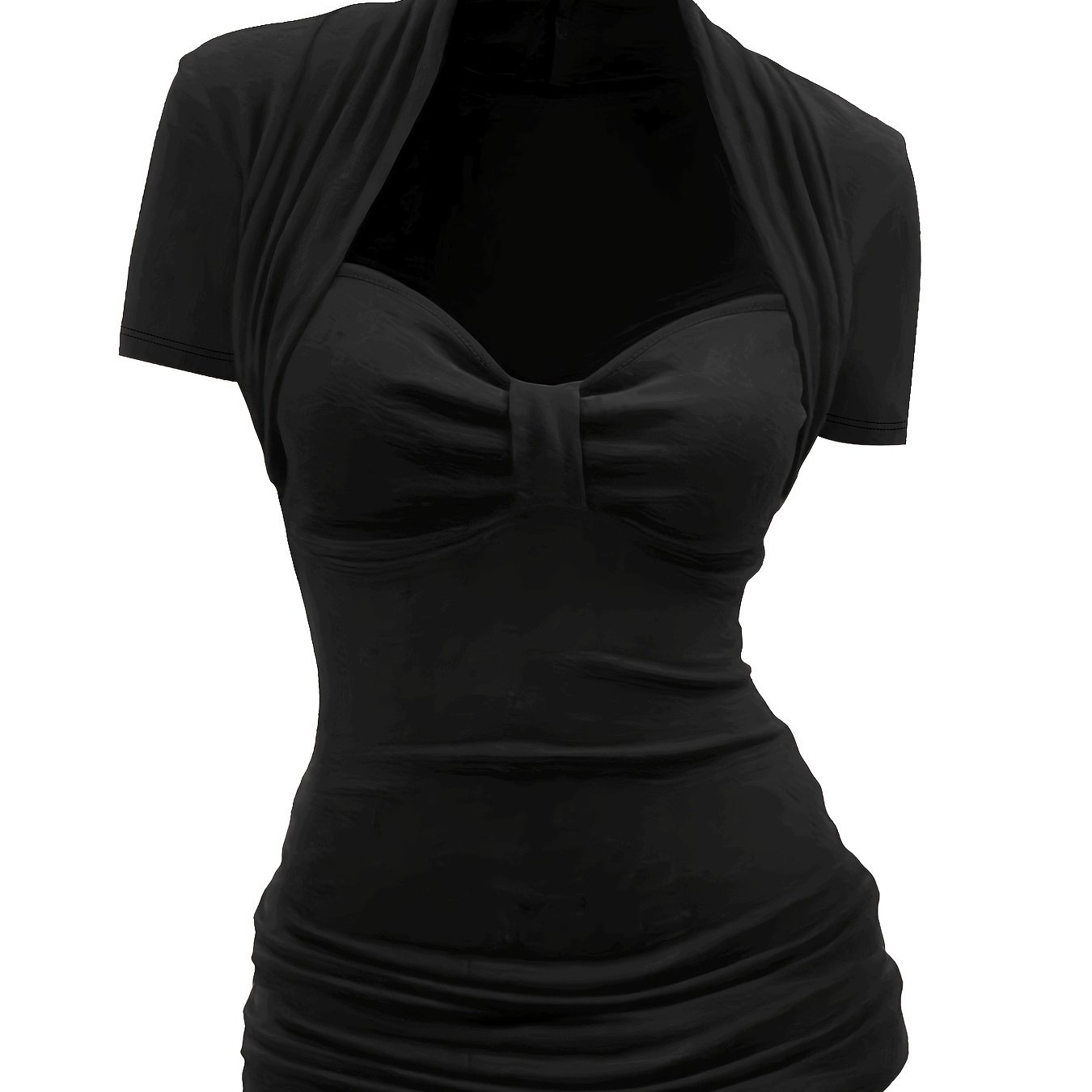 Image of Front-center Pleated Short-sleeve T-shirt