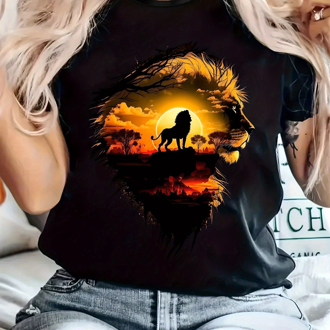 TEMU Print Women's Casual T-shirt, Round Neck, Short Sleeved, Slightly Elastic Fabric, Regular Style, Comfortable Top For Women Clothes
