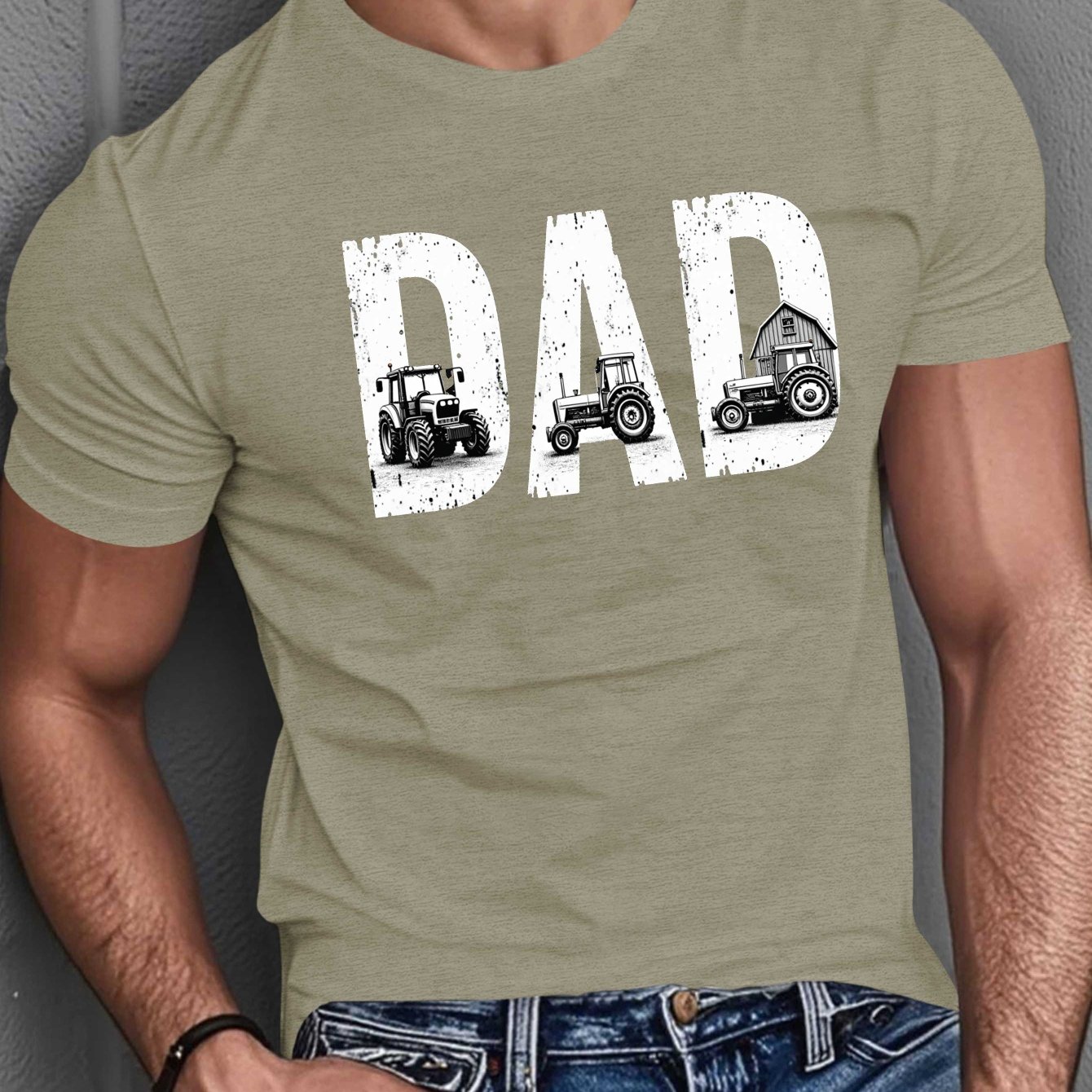 TEMU T-shirt d'été pour hommes avec un de tracteur et de pour papa