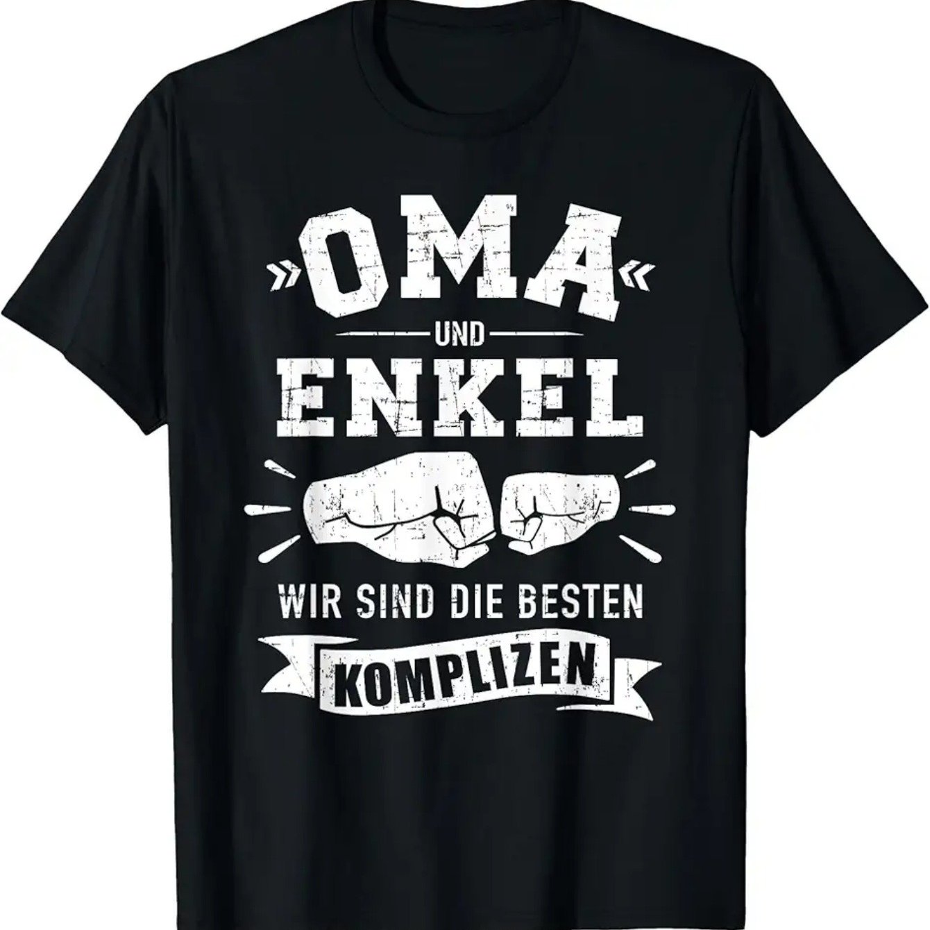Men's German "grandma & Grandson " T-shirt - Oma & Enkel Matching Gift, Casual Round Neck Short Sleeve Shirt, Machine Washable Fit Suitable For Family Bonding, Casual Attire, German