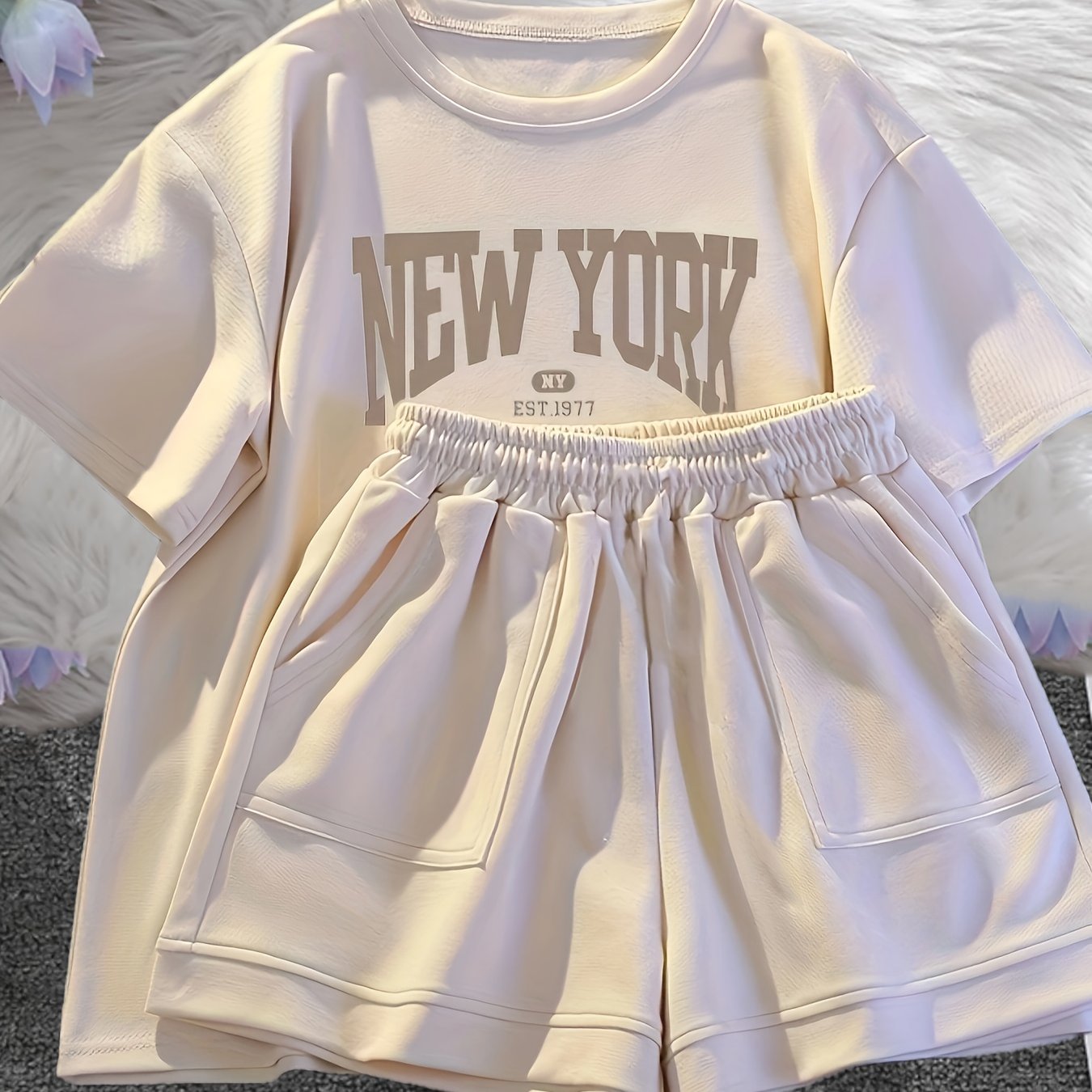 E-shop 2er-Set Mädchenanzüge, mittel und groß Jugendliche Sommerkleidung neues kurzärmeliges T-Shirt für Jugendliche koreanische Version lässige Shorts
