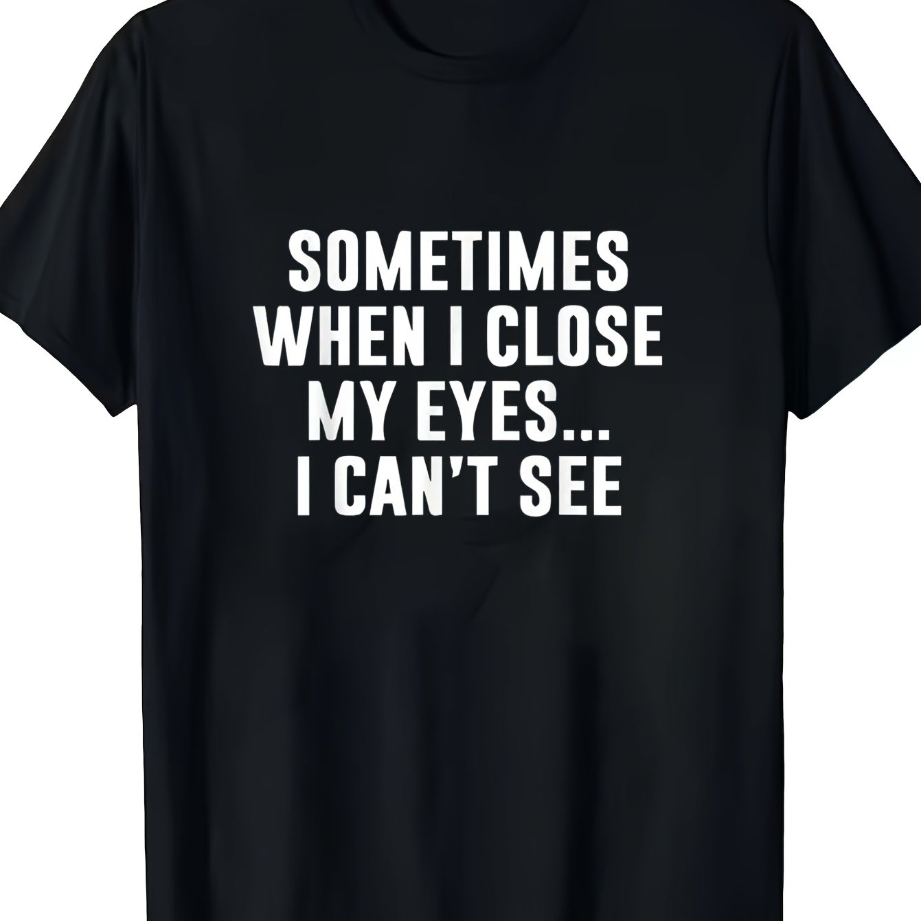 TEMU Unisex T-shirt - Black Short Sleeve Round Neck Casual Top With Humorous , Casual Wear For (regular Fit) - Casual Apparel