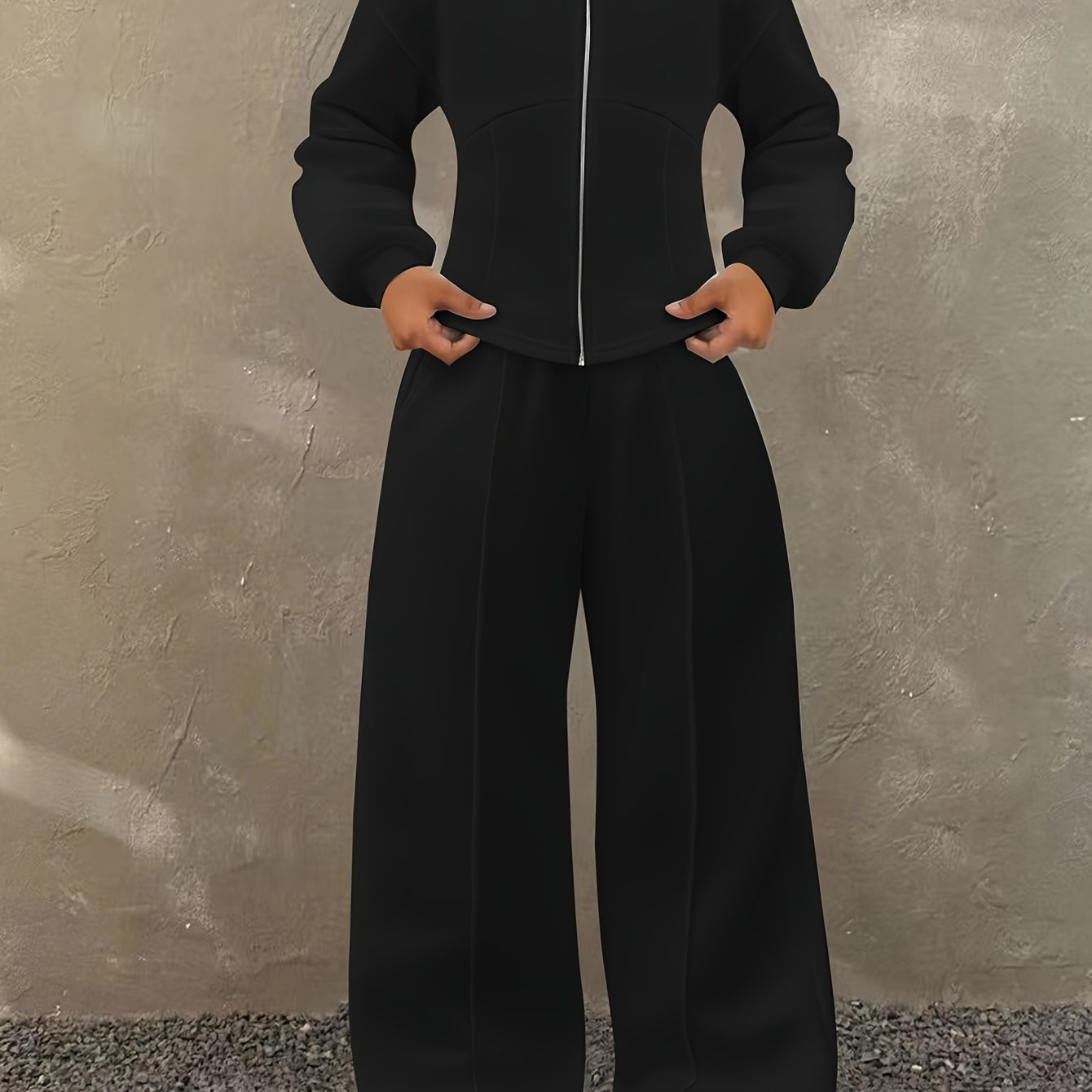 Girls' Autumn And Winter Comfortable Daily Casual Sportswear Set, Girls' Warm Fleece Hooded Zipper Jacket And Sweatpants 2pcs Set, Christmas, New Year, For Outdoor