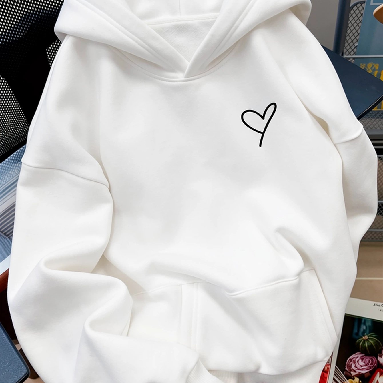 Image of A Heart Trendy Sweatshirt Woman's Hoodie High Quality Thick Sweatshirt Autumn Winter Wear For Gift For , Women's Hoodies