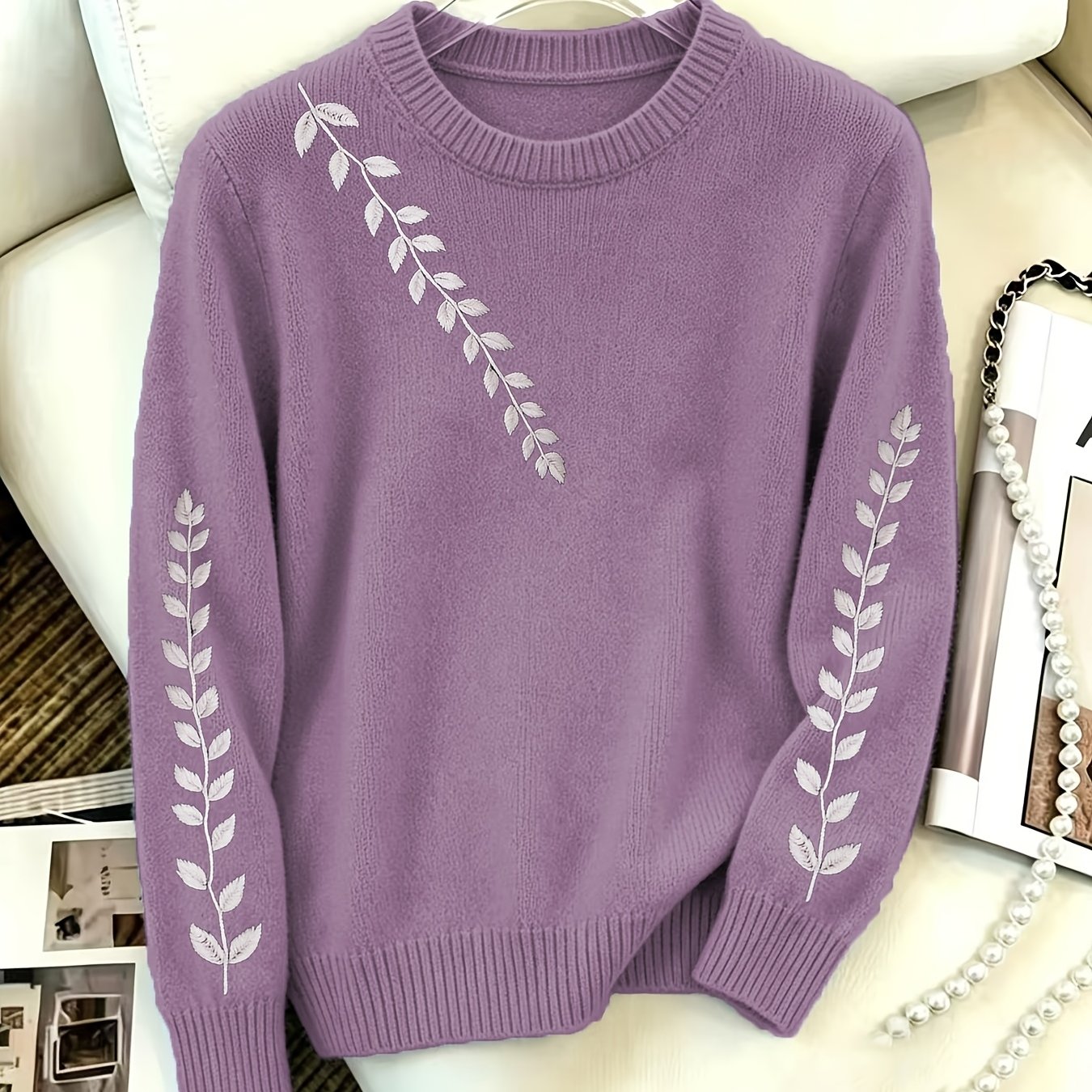 TEMU Women's Soft Textured Sweater - Non- Thick Warm Crewneck Sweater Suitable For Fall/winter, Machine Washable Cozy Sweater For Commuting, Office &