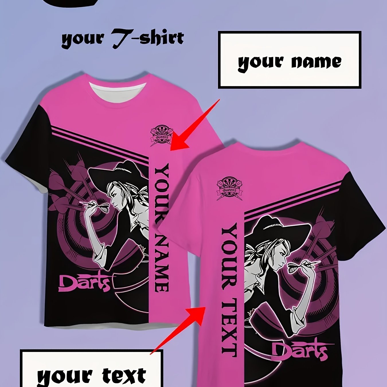 TEMU Printed Design, Not Textured/embroidered/sequins. Not Jean. A Custom Summer T-shirt For Men And Women, Featuring A Dart-themed Pattern. Made Of