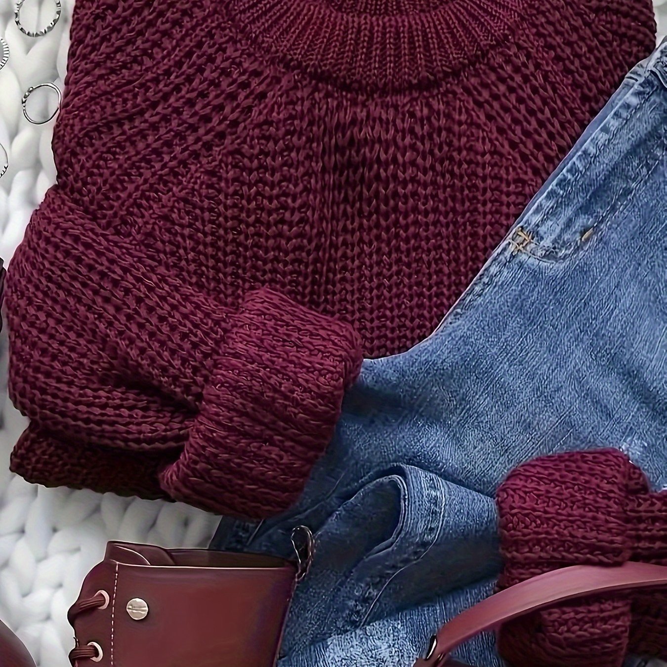 TEMU Pullover Élégant et pour Femme, Col Rond, Haut de Gamme, Automne/Hiver, Normes Européennes et Américaines
