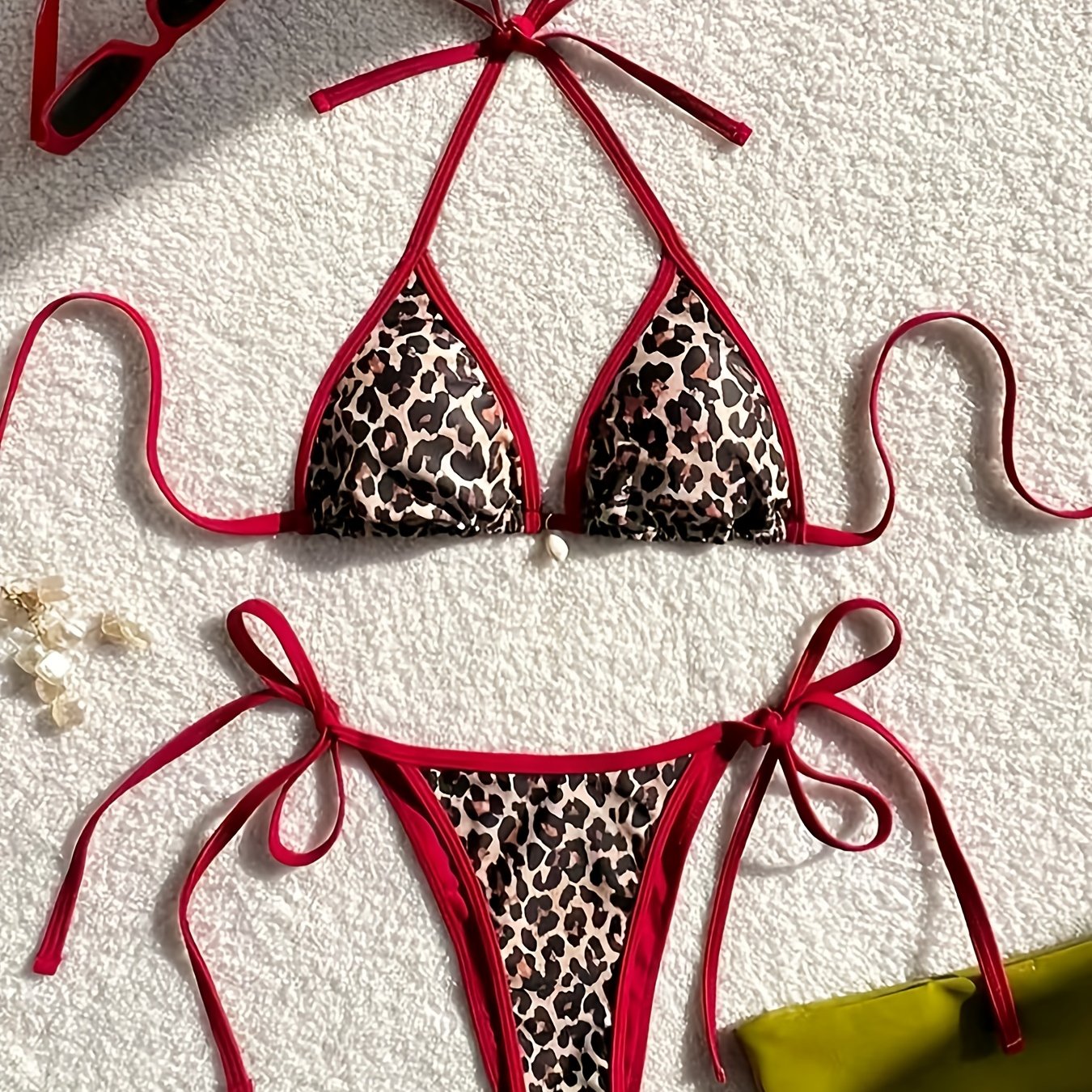 TEMU Spring-summer Women's New Leopard Print Bikini Set