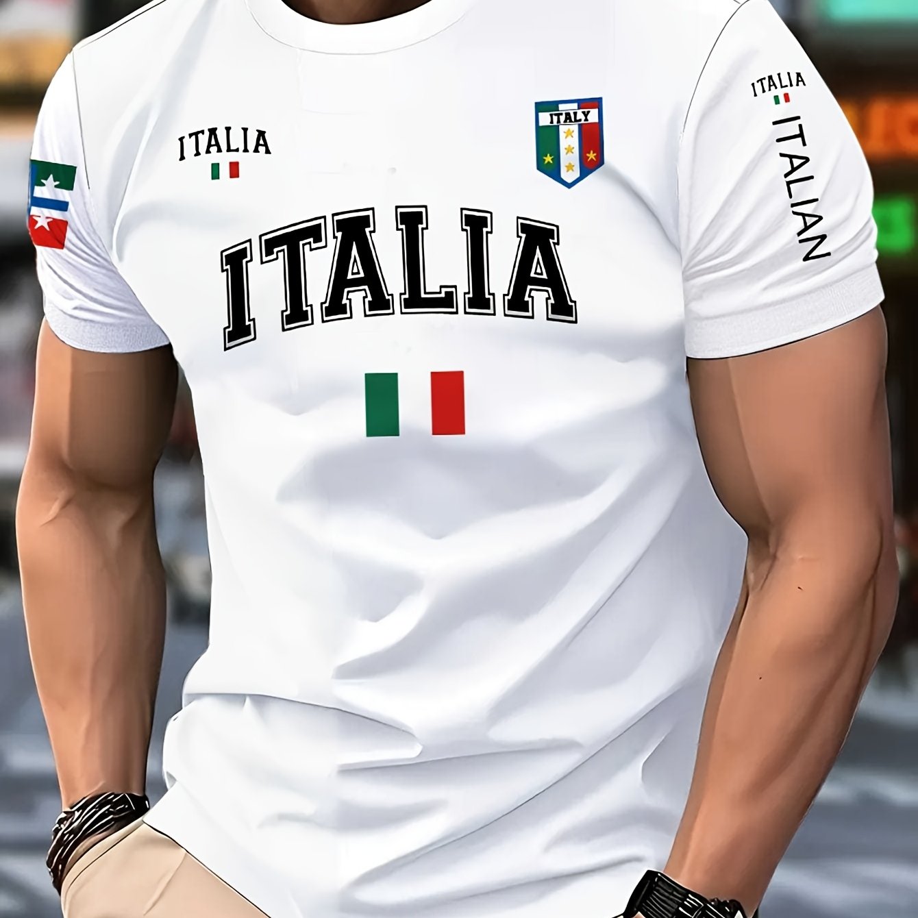 E-shop Herrenmode T-Shirt mit 3D-Druck, Casual Regular Fit Kurzarm Rundhals Outdoor Herrenbekleidung