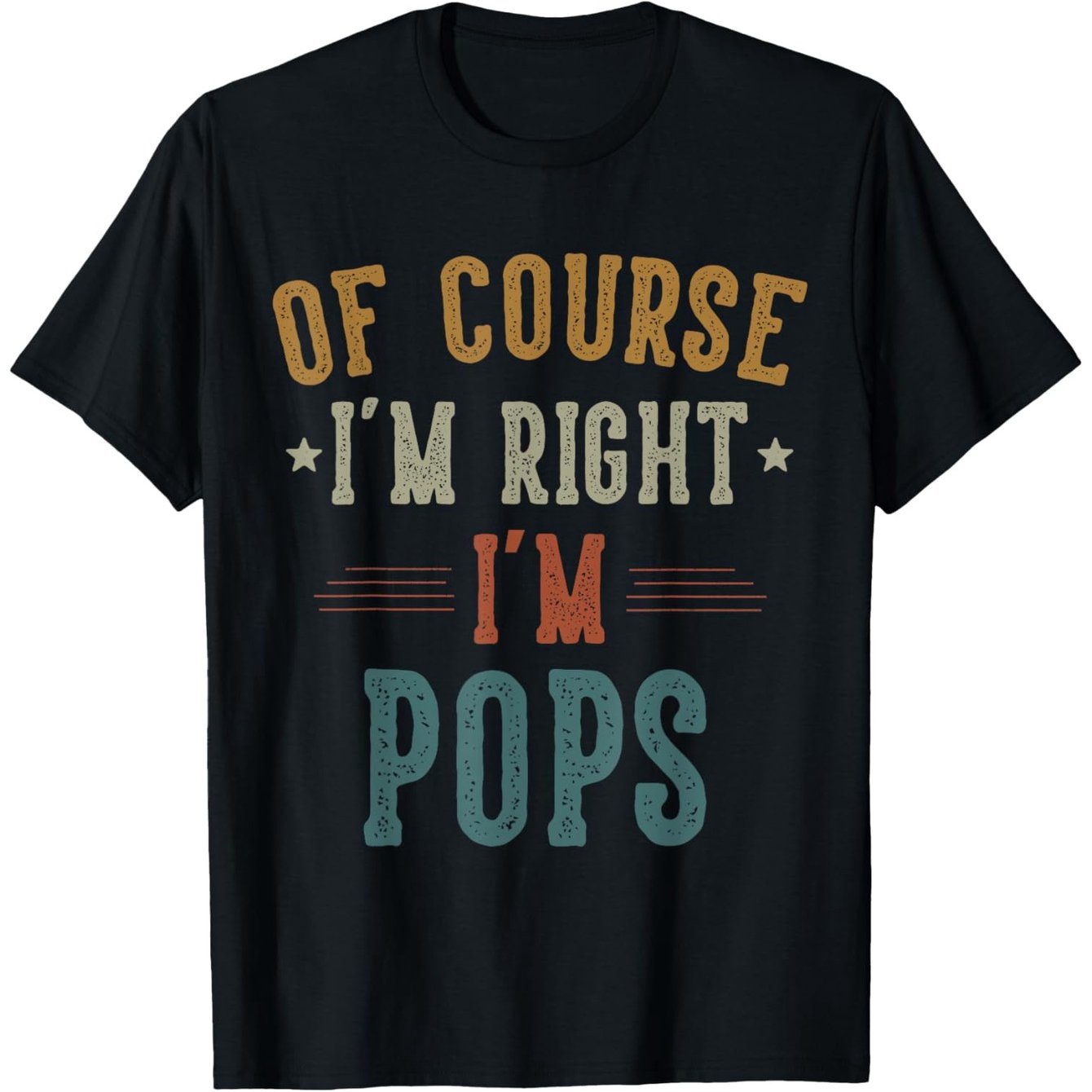 TEMU Vintage " I'm Right, I'm Dad" Dad T-shirt- Unisex Casual T-shirt, Featuring Distressed Lettering And Design, Father's Day Gift, Casual Wear|