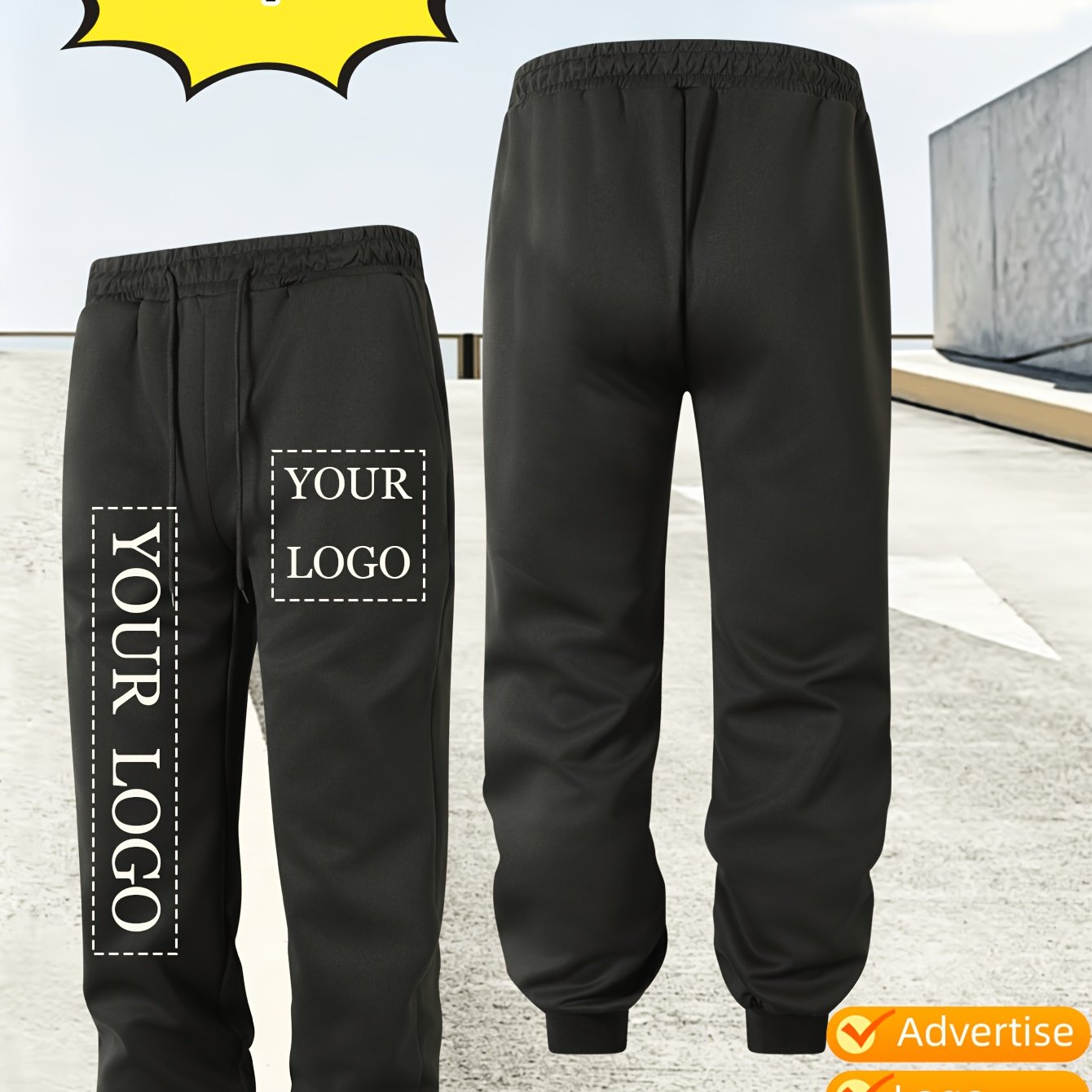 TEMU Customizable Sports Loose Trousers With Tied Feet, Men' Color Drawstring Jogger Sports Sweatpants For , Men' Pants Printing Of Team Logos Based