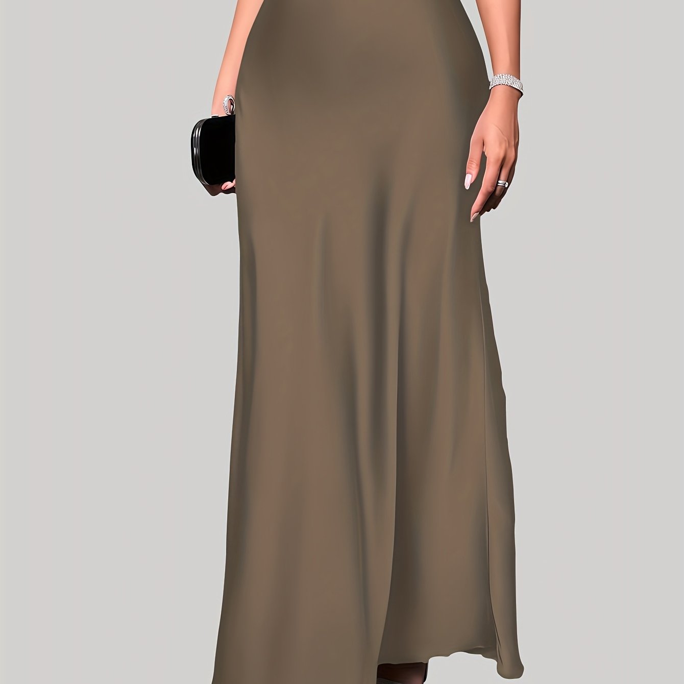 TEMU Petite, Elegant, Versatile Women's Skirt, Long Skirt