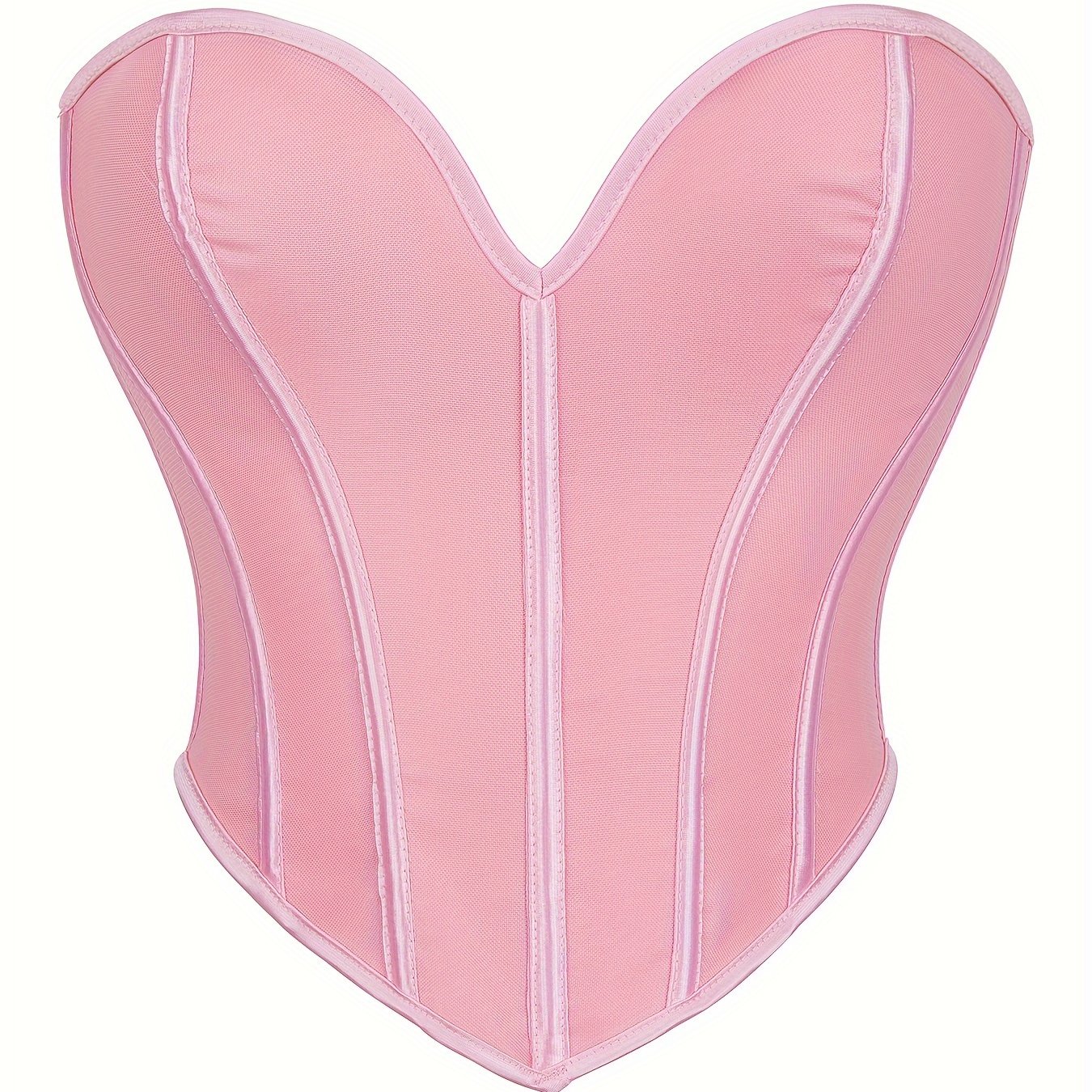 TEMU Bustier rosa sin tirantes con forma de , de malla transpirable, faja moldeadora tipo bandeau para mujer, top moldeador estilo corte, top tipo