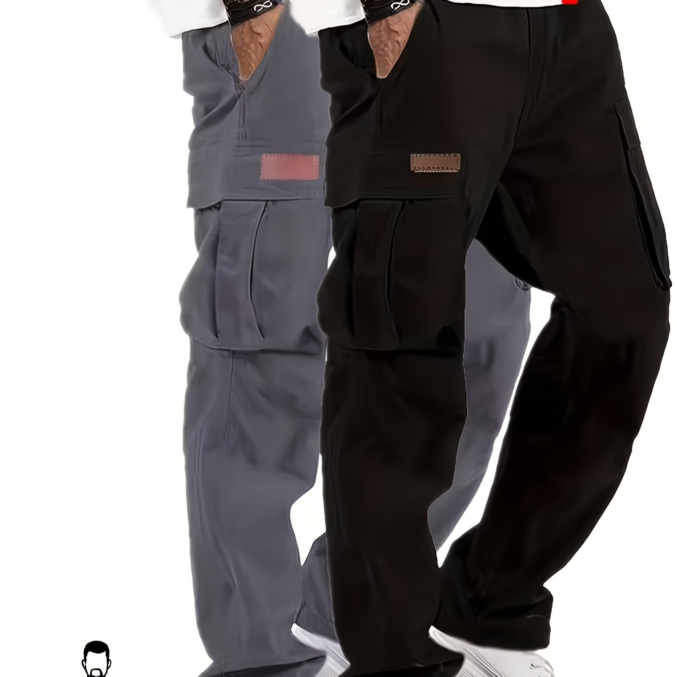 TEMU 2pcs Plus Size Men's Casual Pants Are Made Of Wear-resistant Fabrics. The Tooling Trousers Have A Hardcore Texture And Are Suitable For Daily