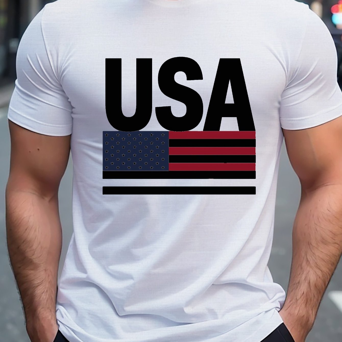 TEMU Usa And Flag Print Tee Shirt, Tees For Men, Casual Short Sleeve T-shirt For Summer