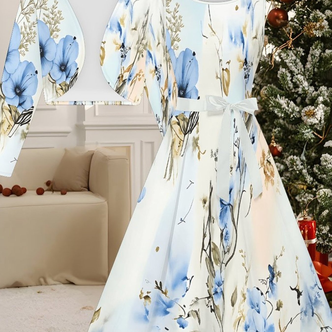 Women's Summer Fashion Elegant Sleeveless Dress Floral Dress And Long Sleeve Jacket Suitable For Commuting, Dates, Weddings, Parties, And Shopping